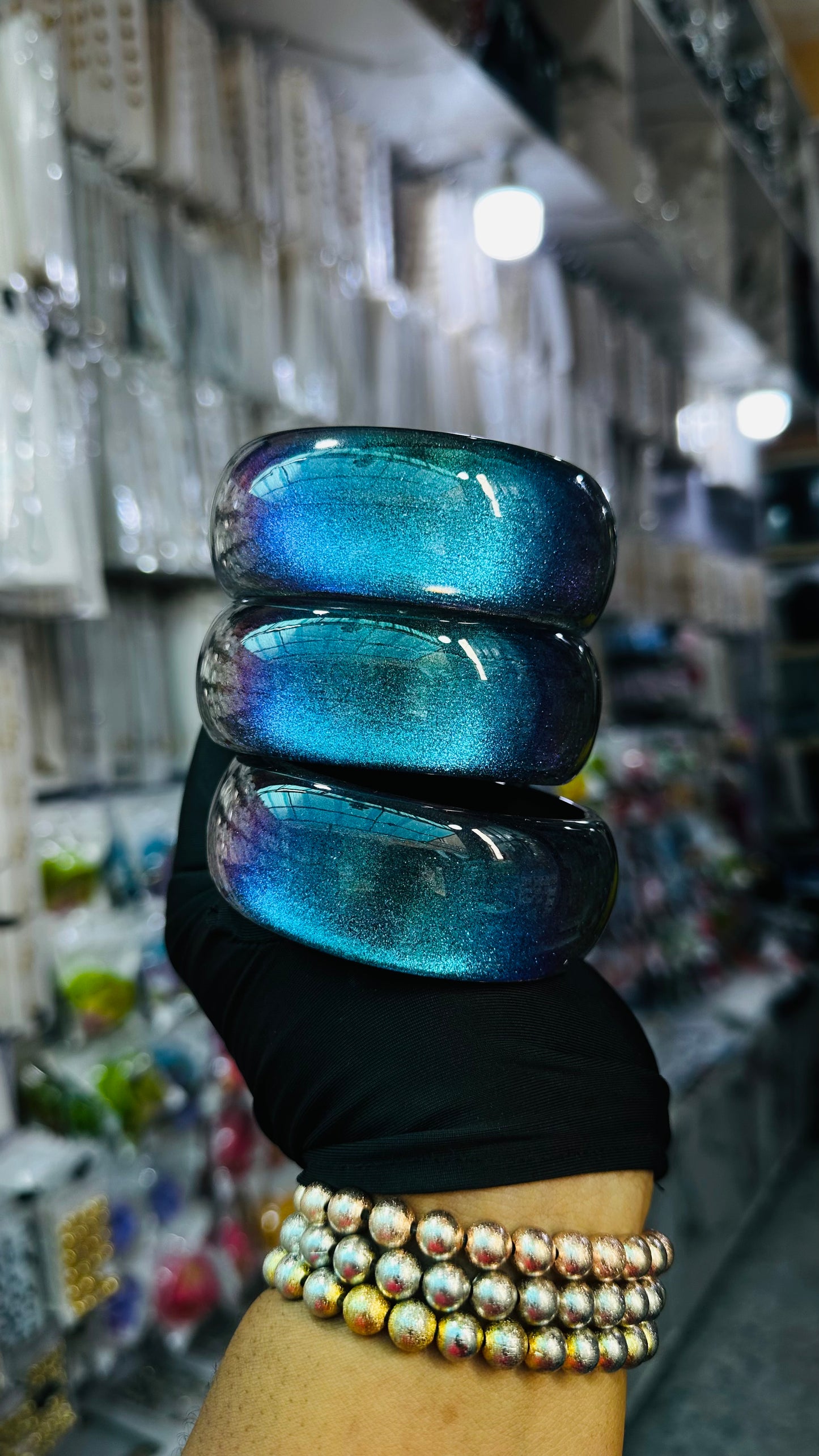 Ceramic glitter bangle (navy blue)