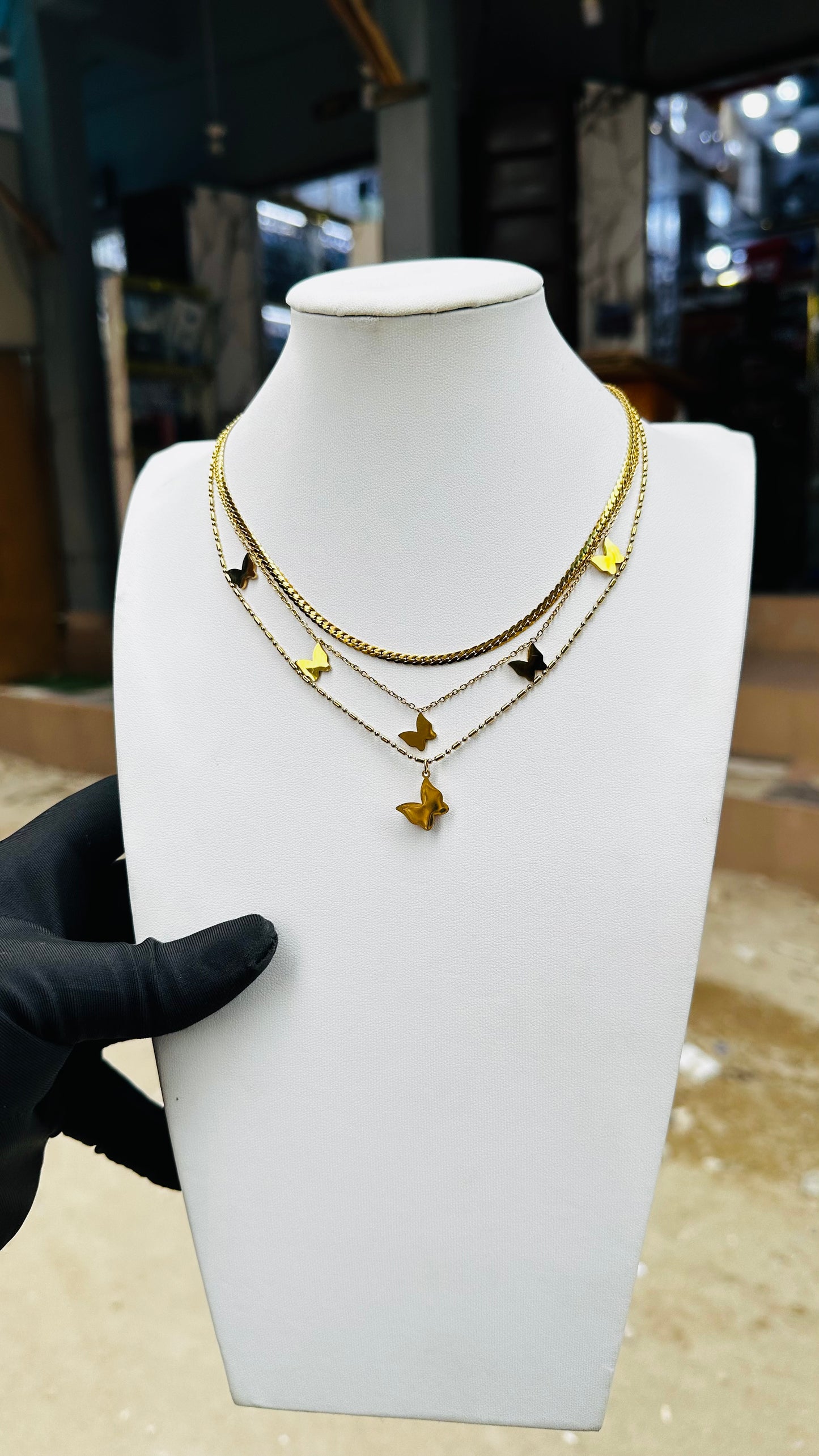 3 layered butterfly Necklace (steel)