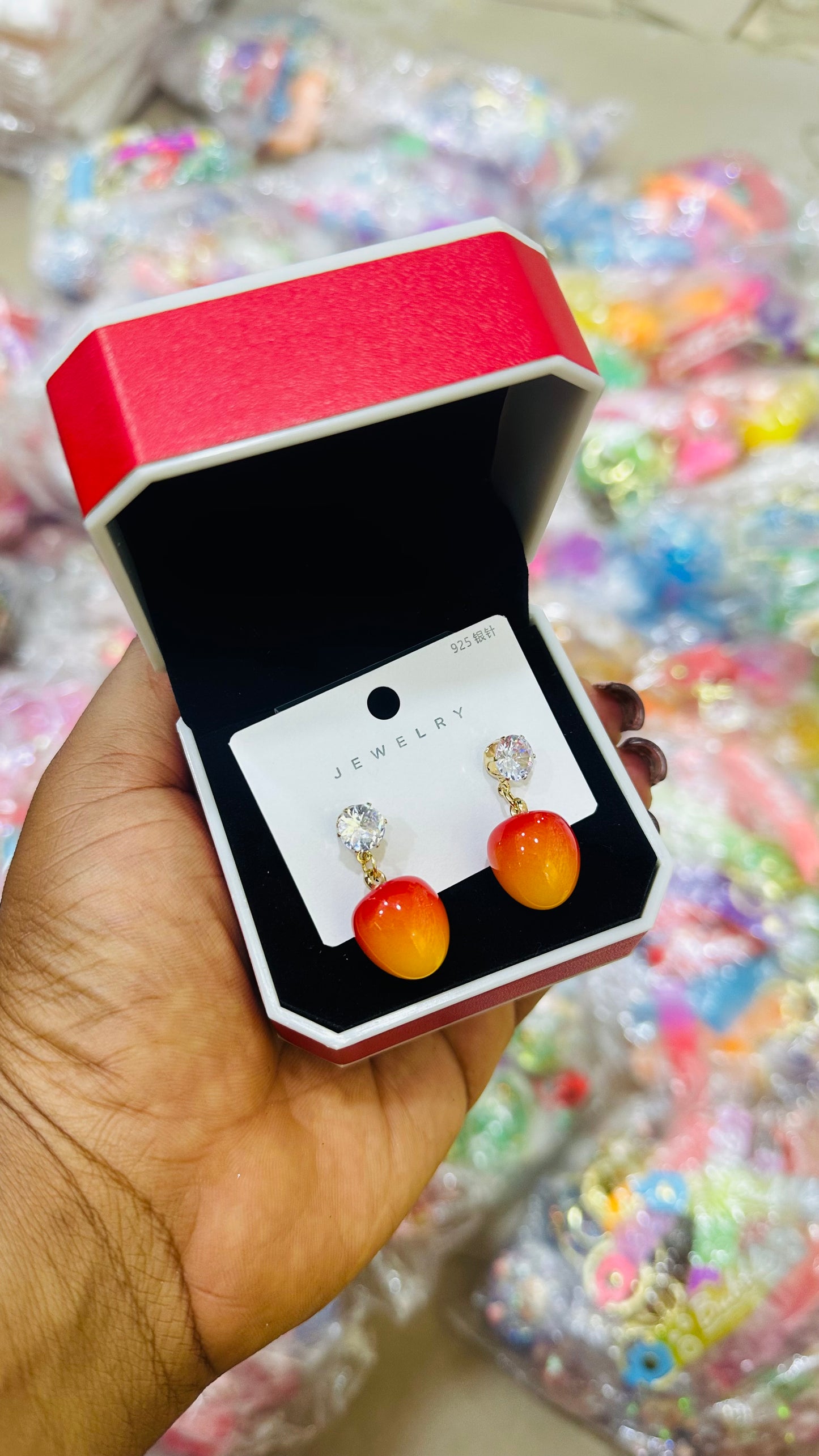 925 cherry earrings