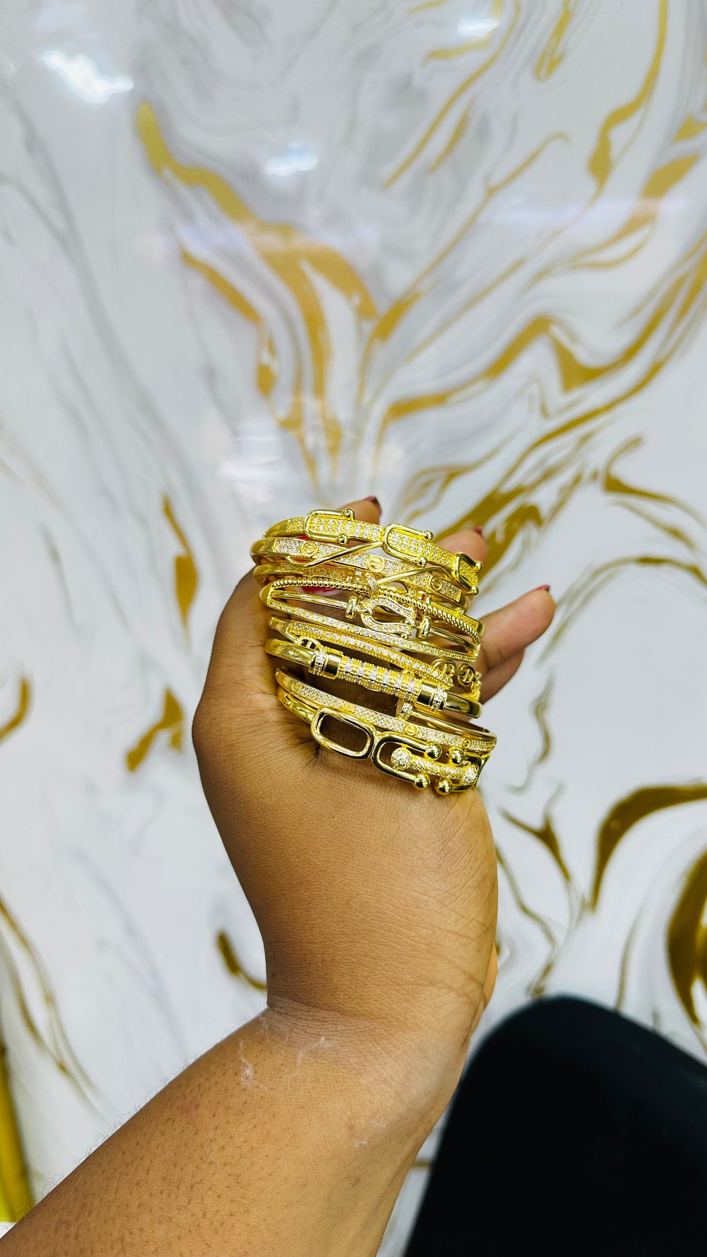 Gold replica CZ bangles
