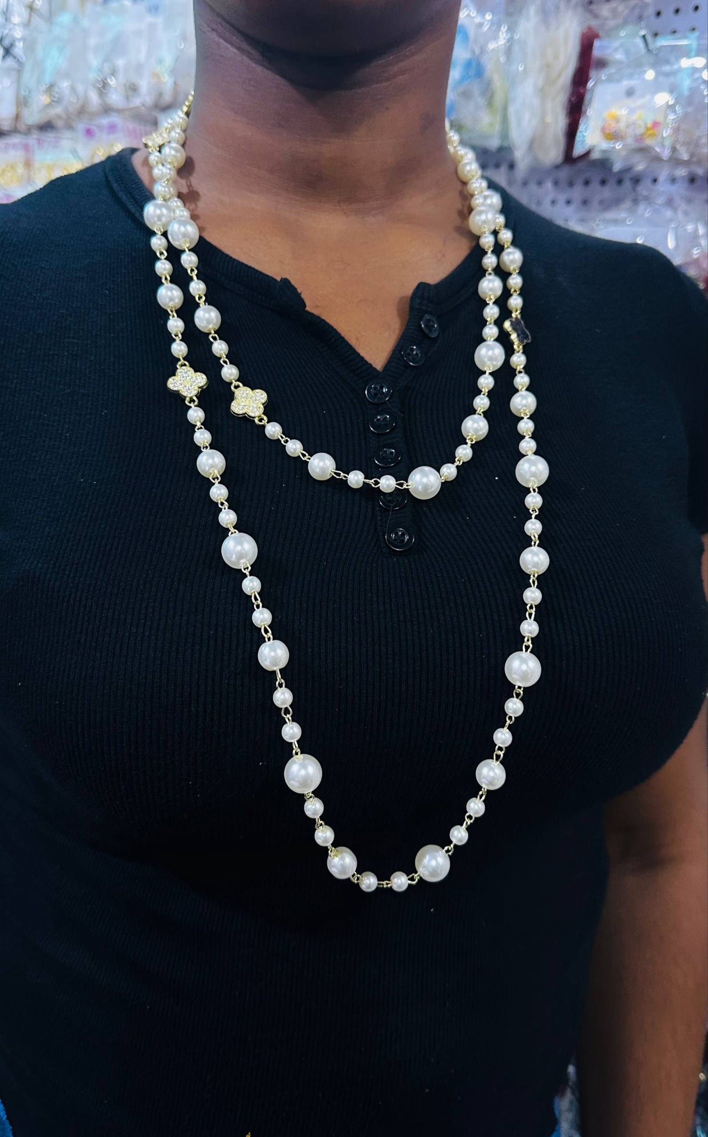 Long Pearl Necklace (can be doubled)