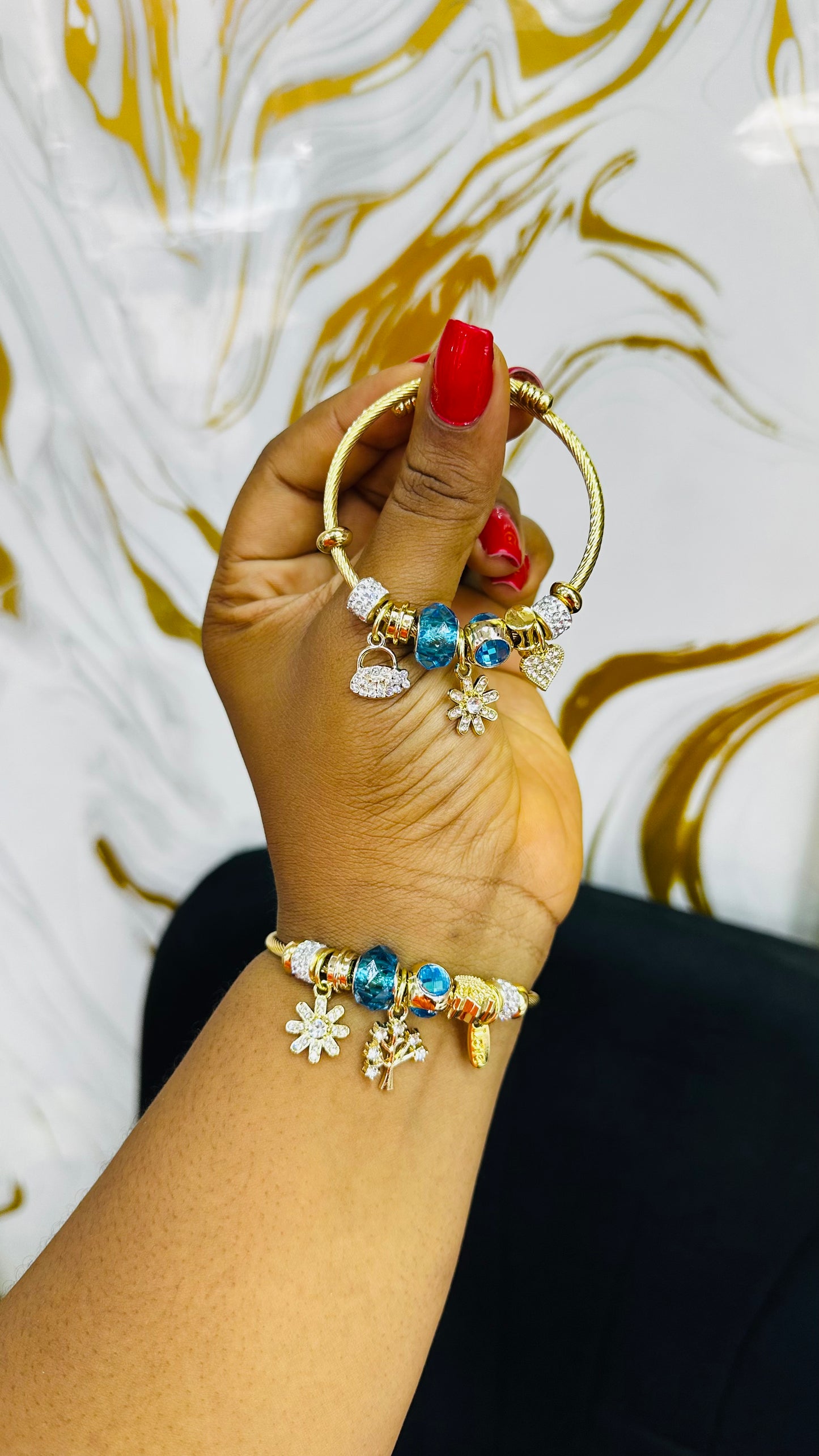 Colorful charm bangles