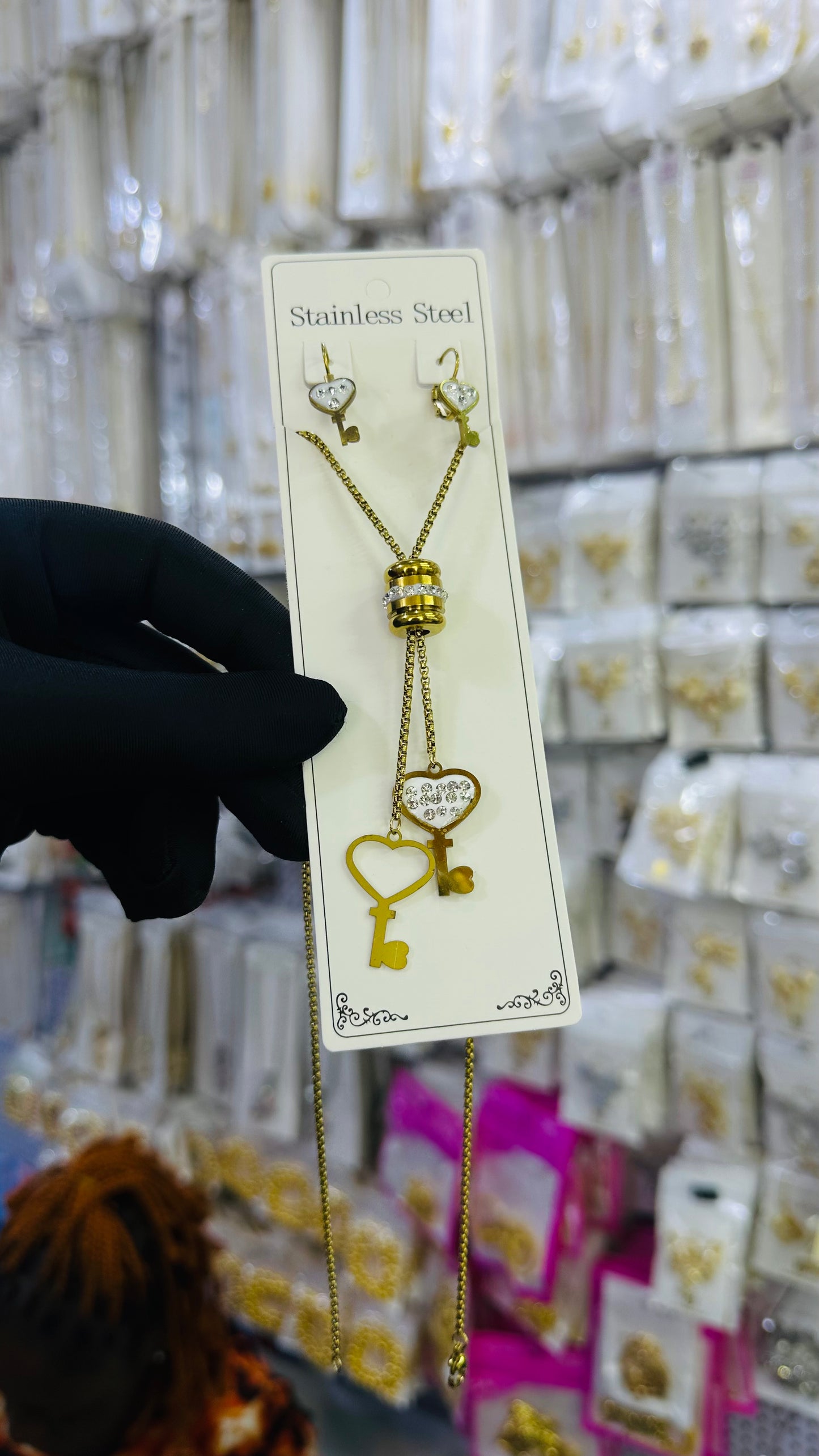 Long steel Necklace (gold color )