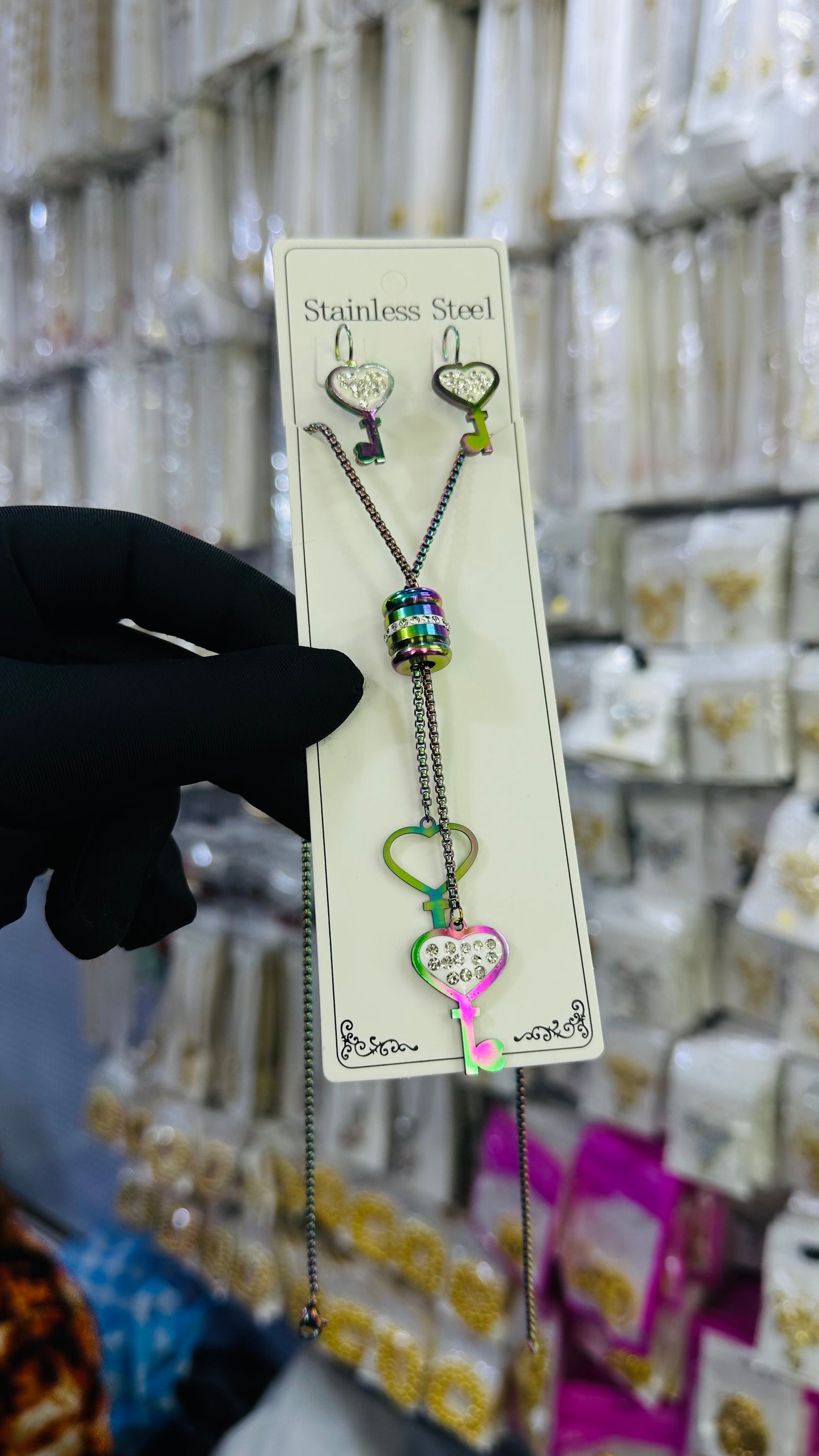 Long steel Necklace (rainbow color)