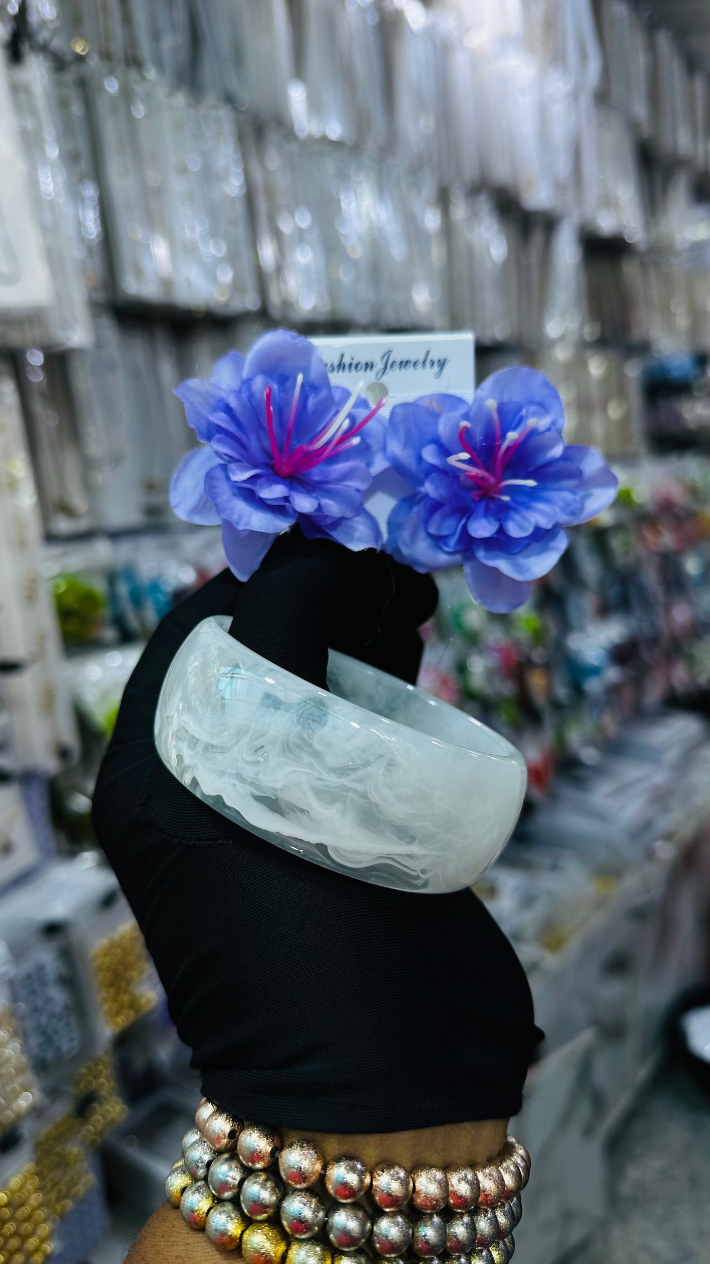 Ceramic Bangles & Floral Earrings
