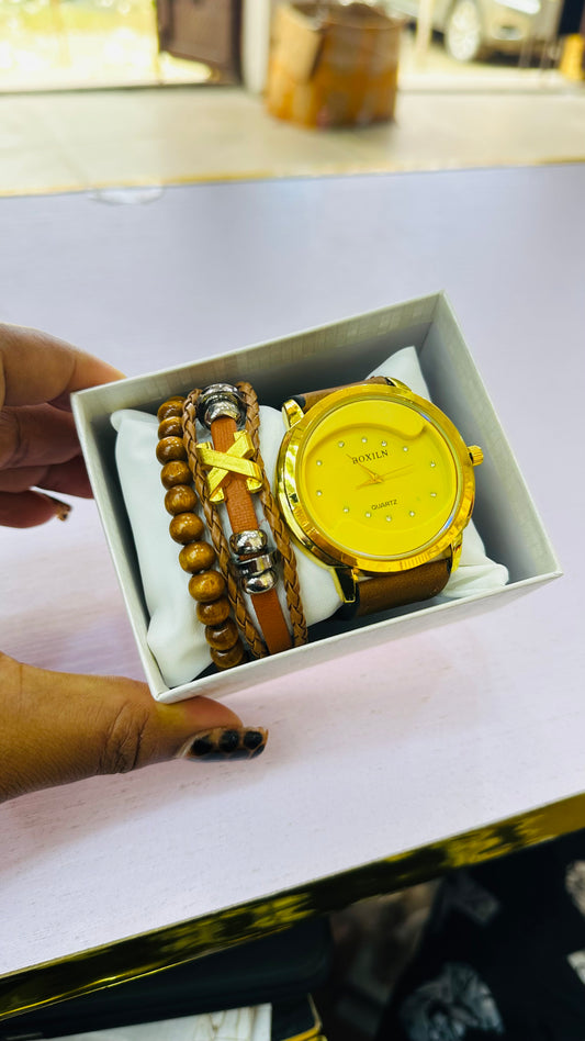 Leather Watch/Bracelet set