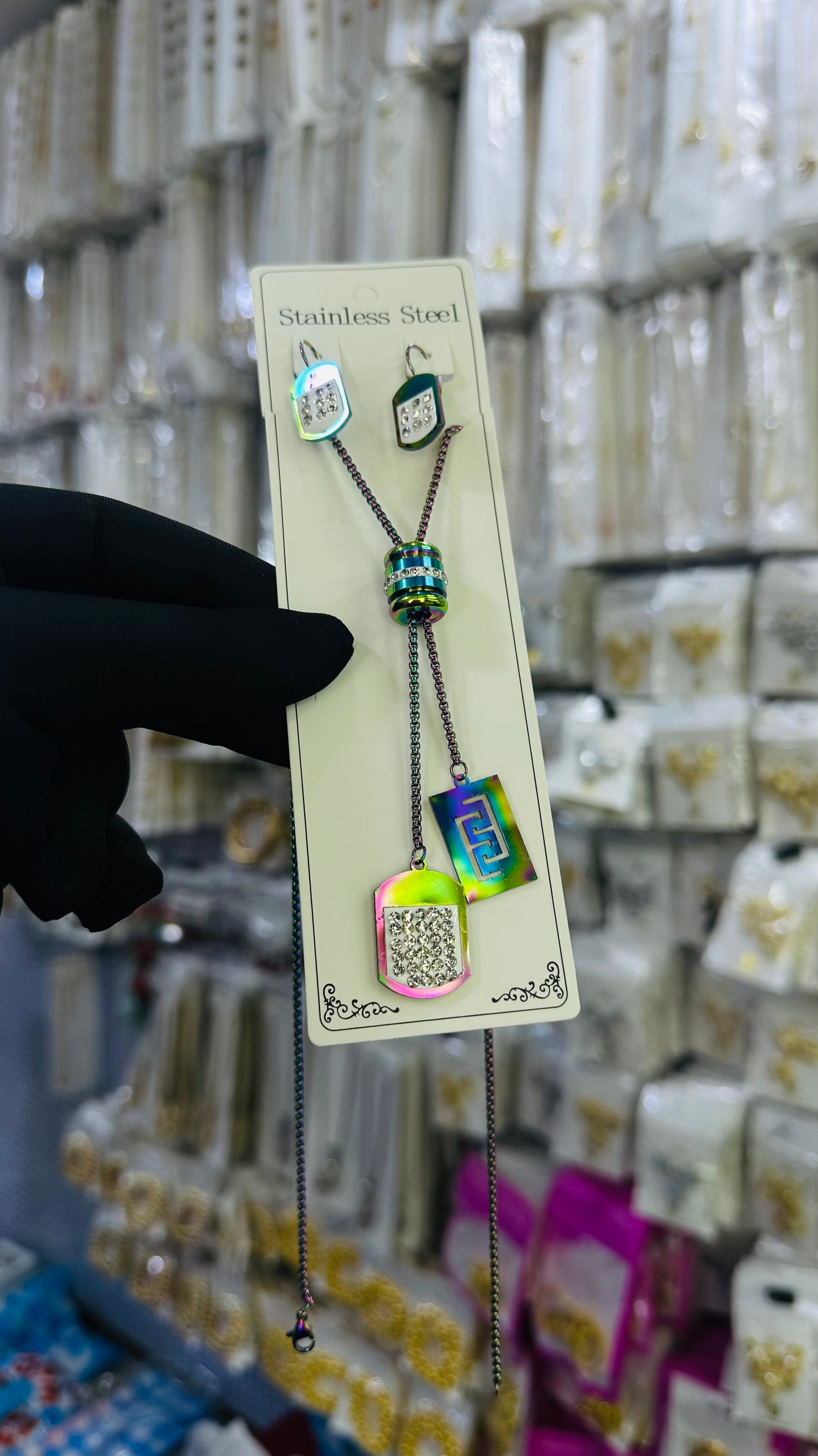 Long steel Necklace (rainbow color)