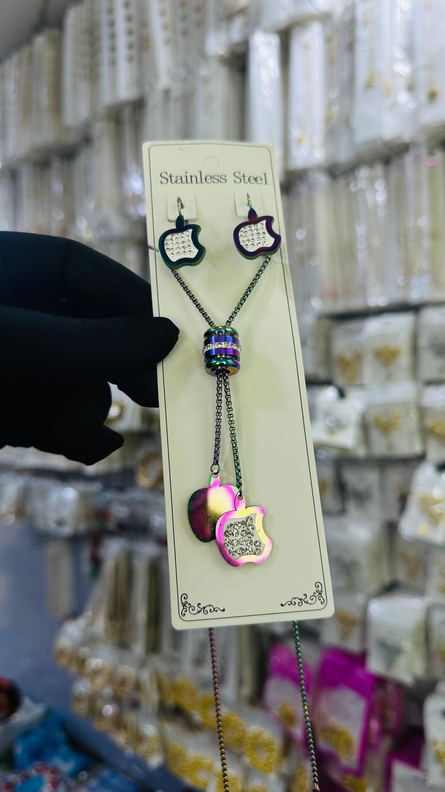 Long steel Necklace (rainbow color)