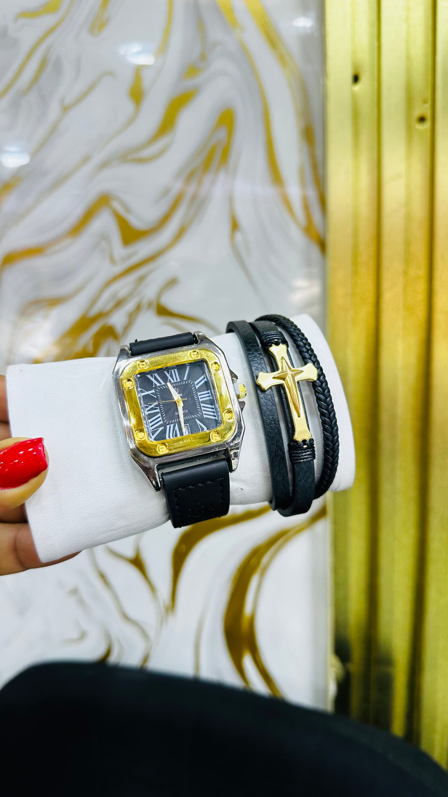 Leather Wristwatch & Bracelet set (boxed)