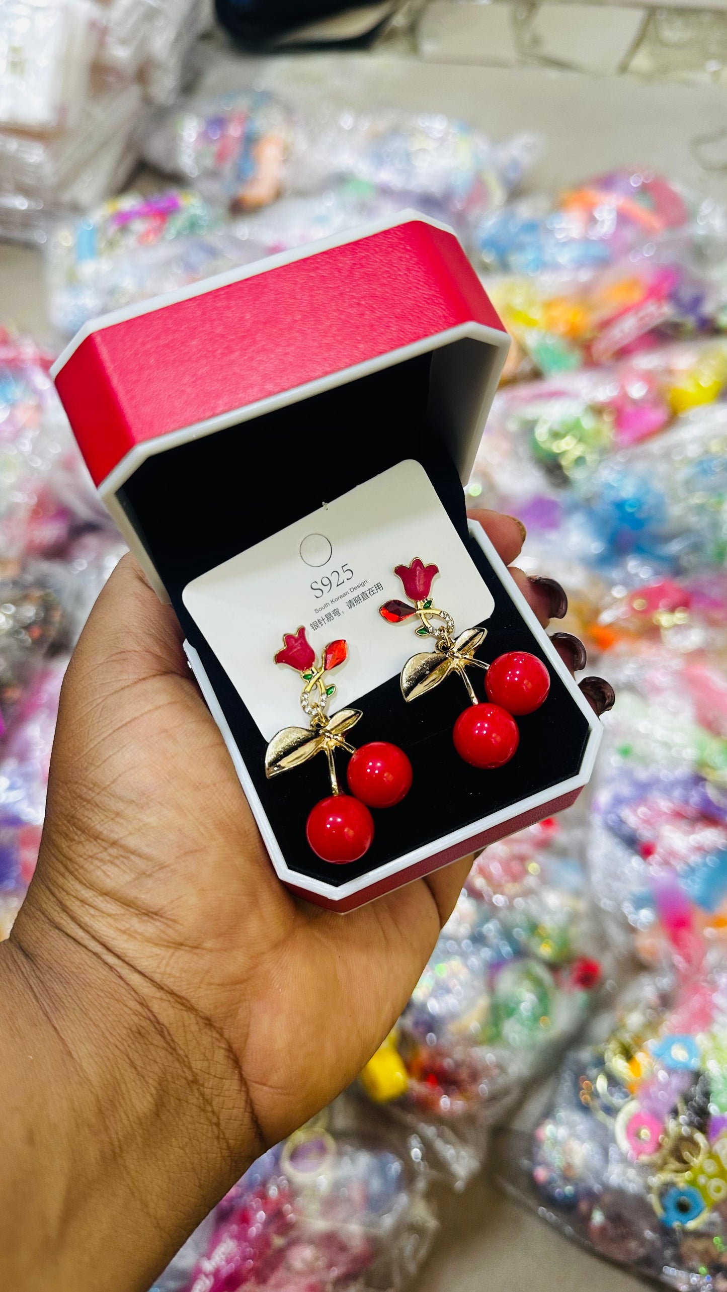 925 cherry earrings