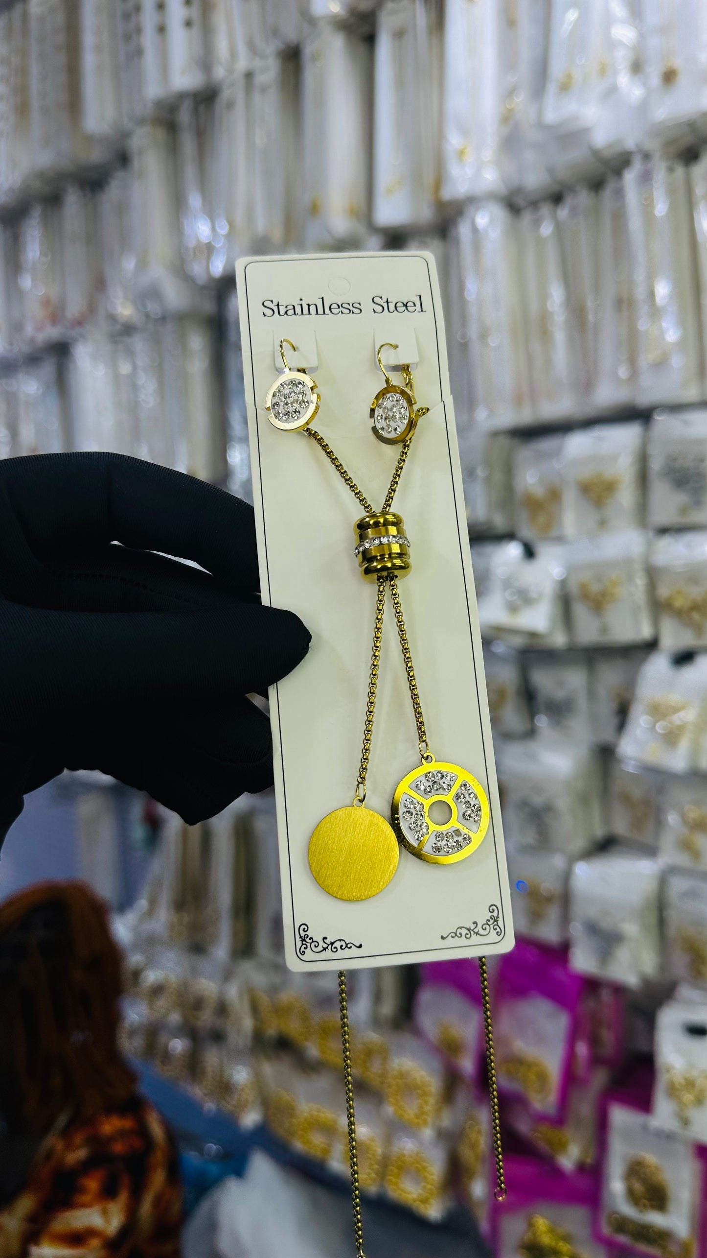 Long steel Necklace (gold color )