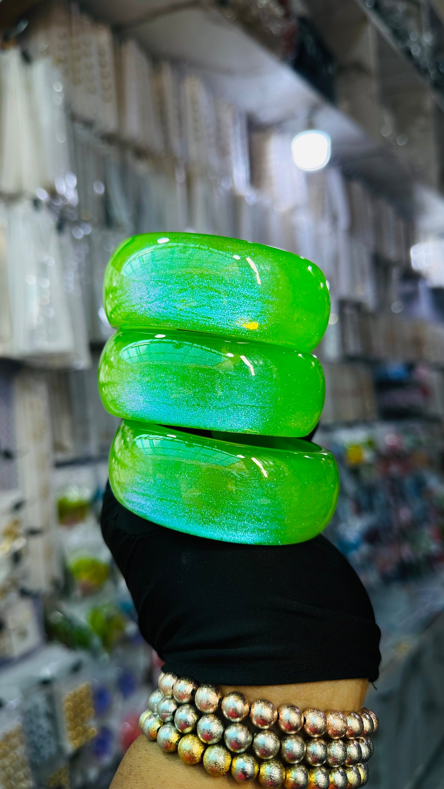 Ceramic glitter bangle (green)