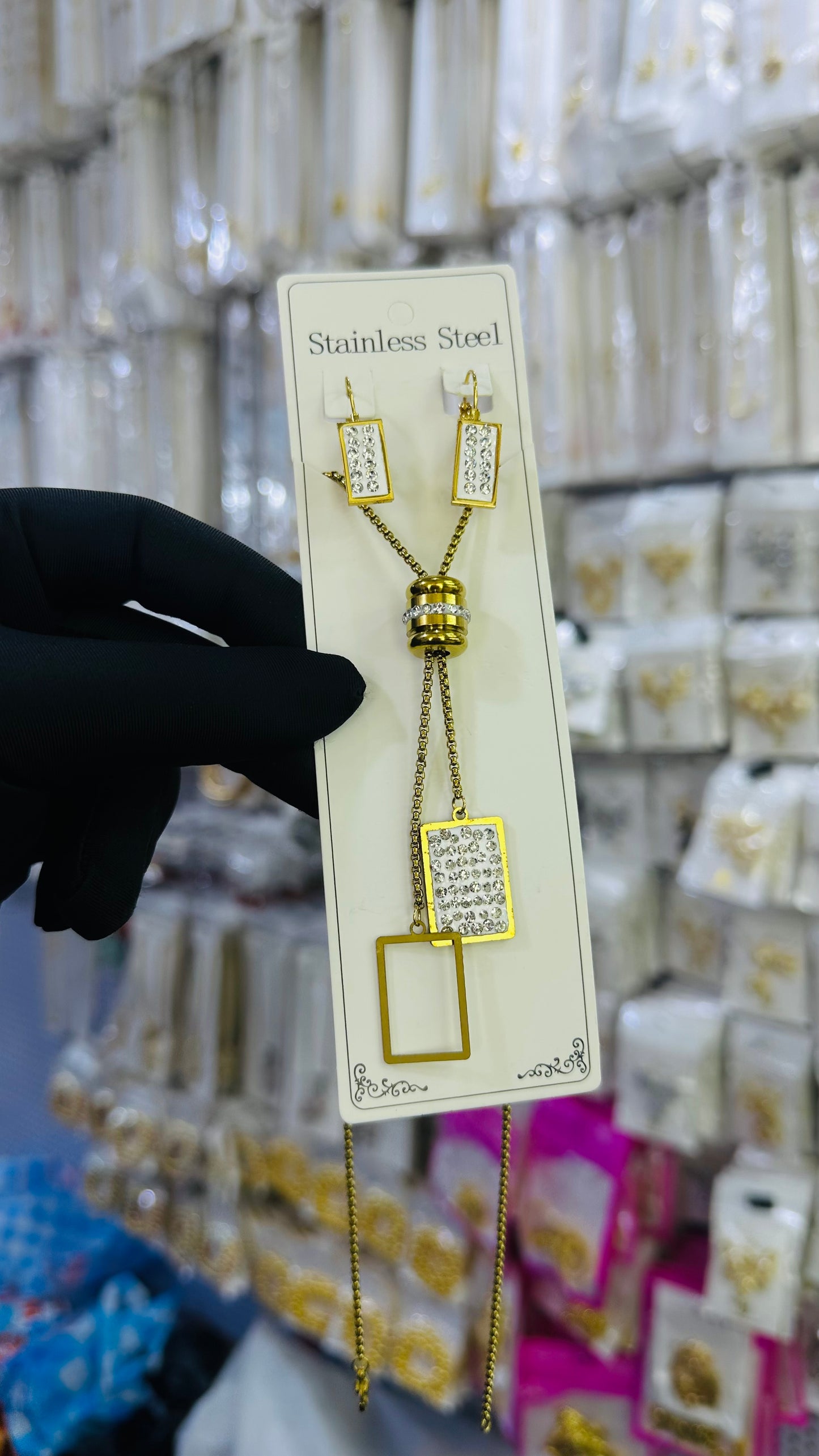 Long steel Necklace (gold color )