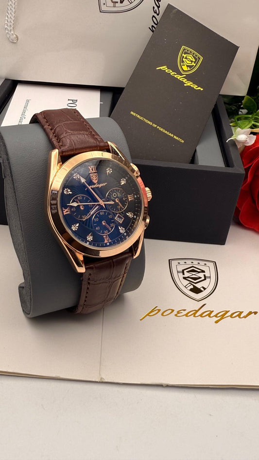 POEDAGAR LEATHER WRISTWATCH