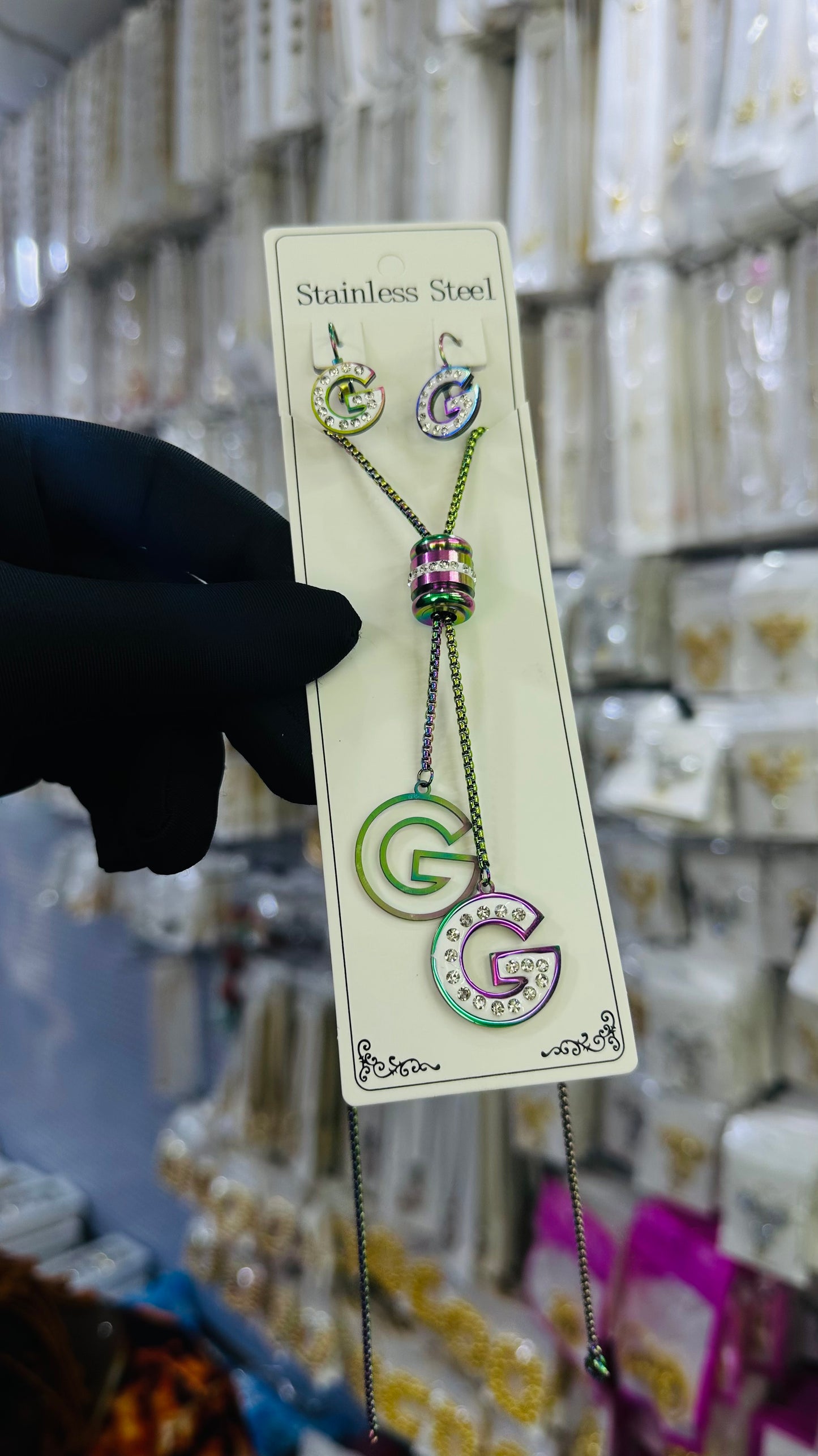 Long steel Necklace (rainbow color)