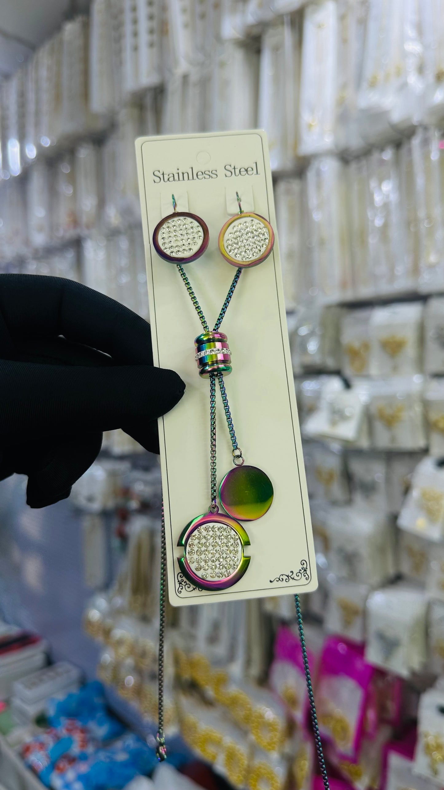 Long steel Necklace (rainbow color)