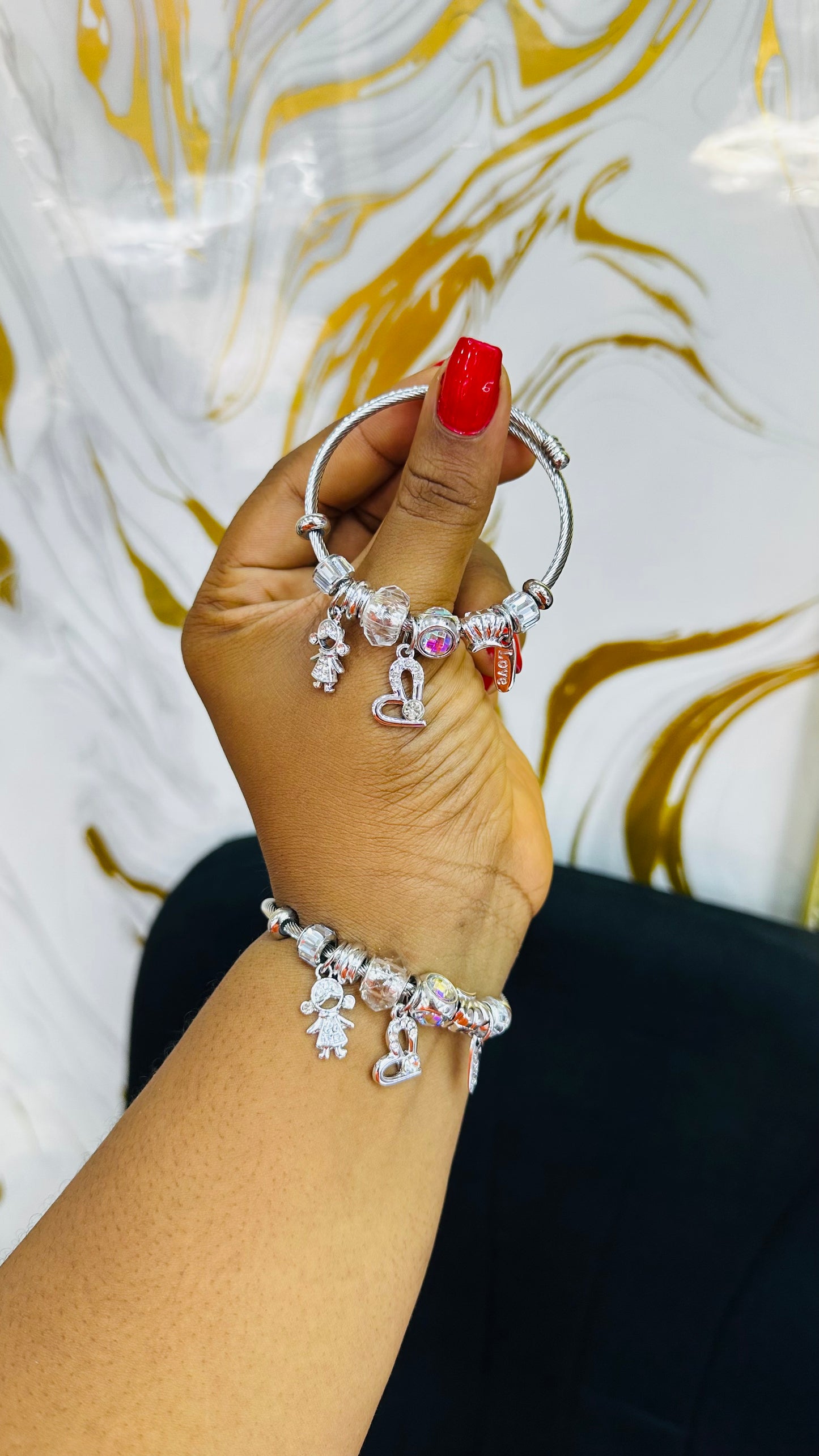 Colorful charm bangles