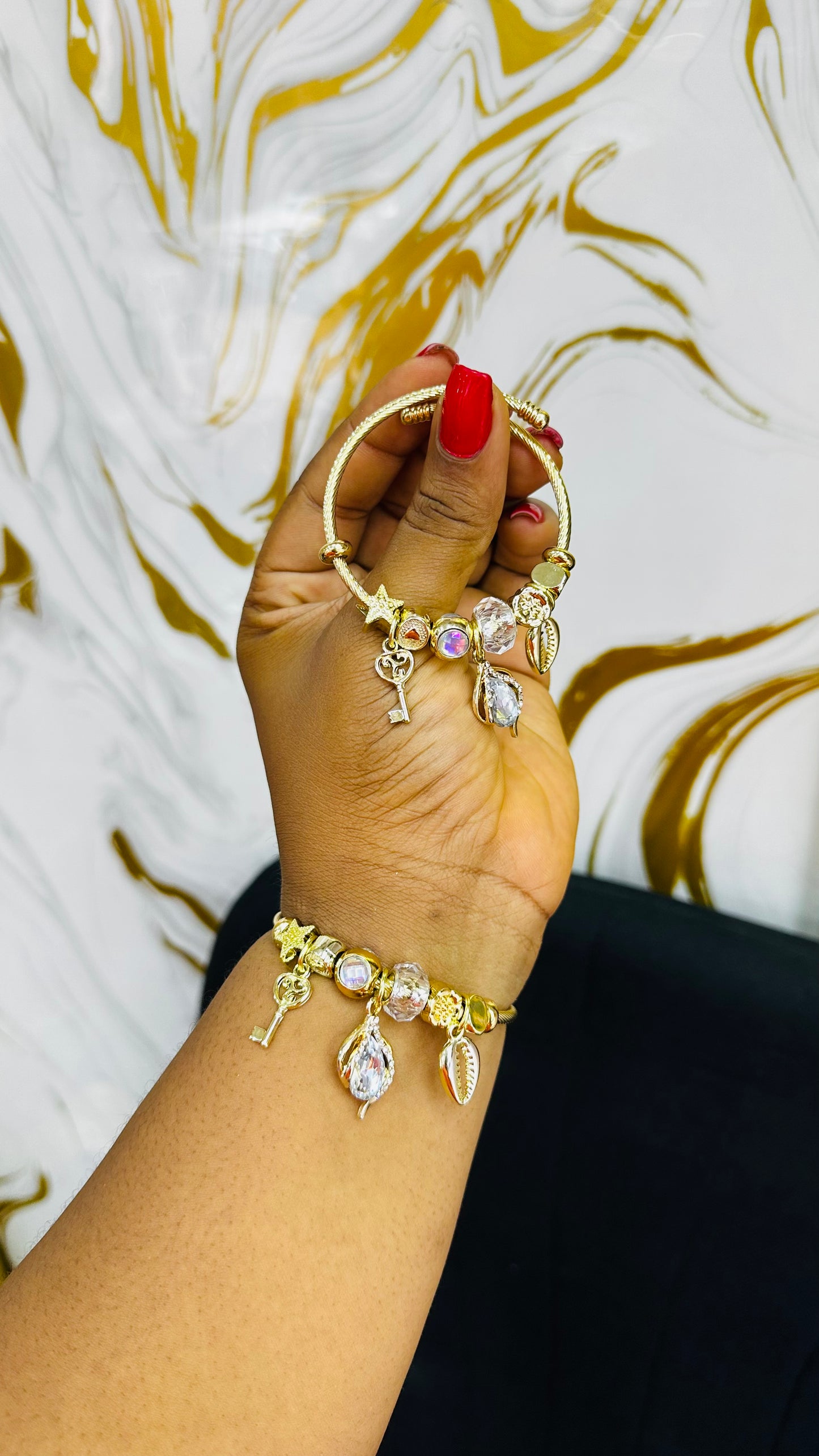 Colorful charm bangles