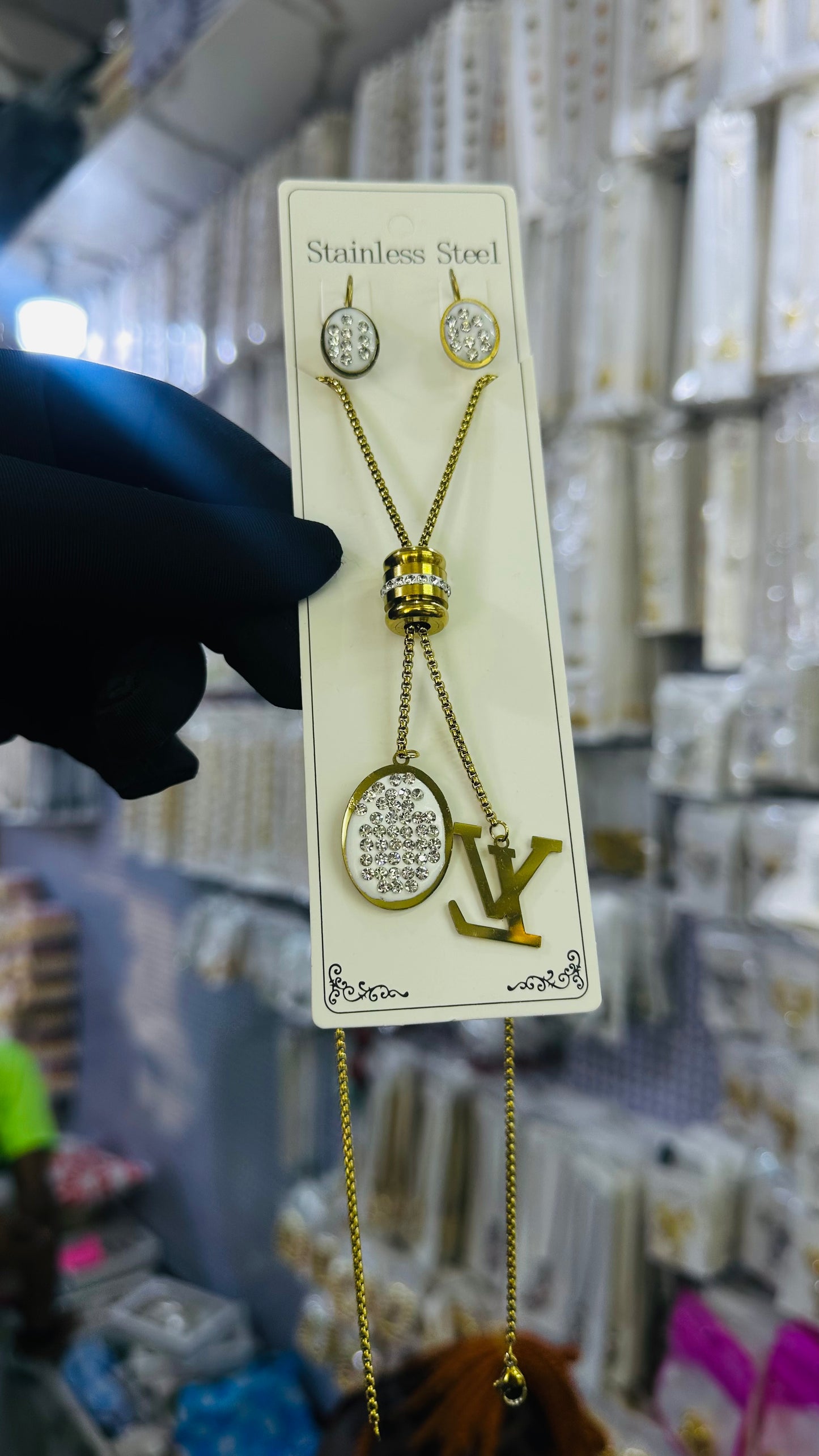 Long steel Necklace (gold color )