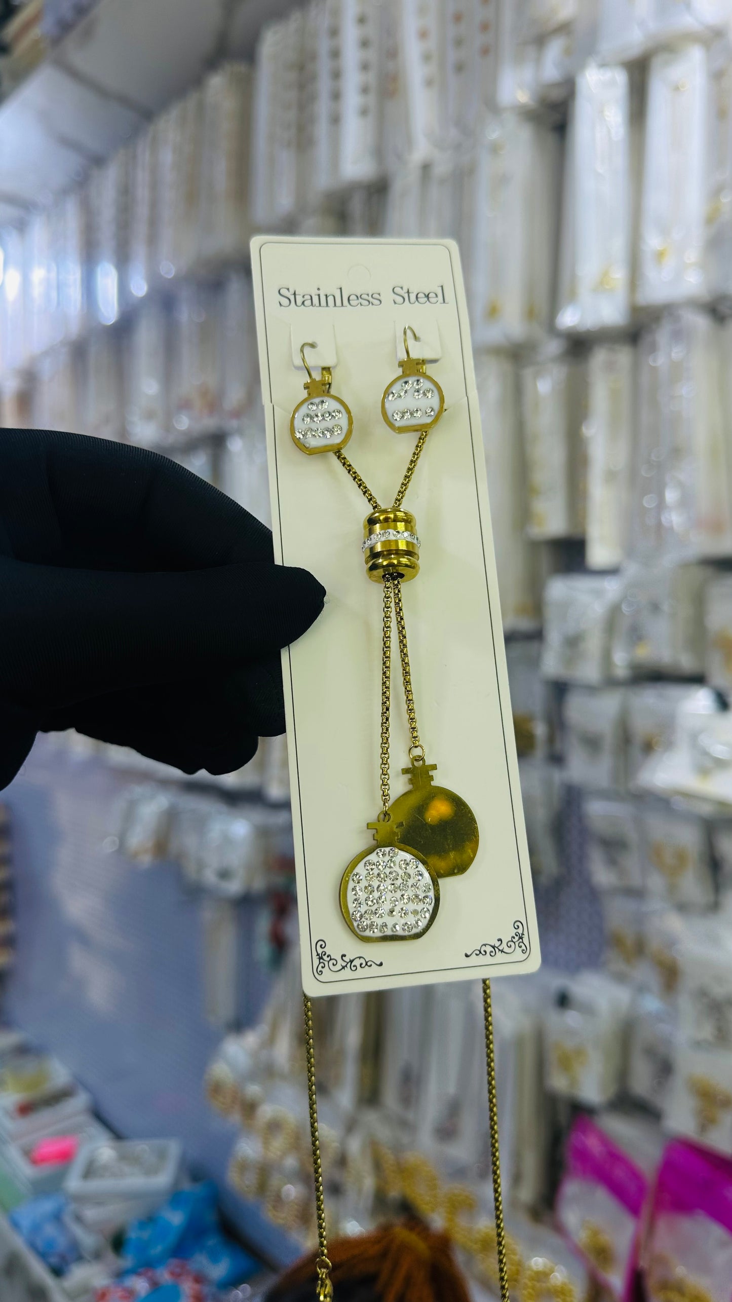 Long steel Necklace (gold color )