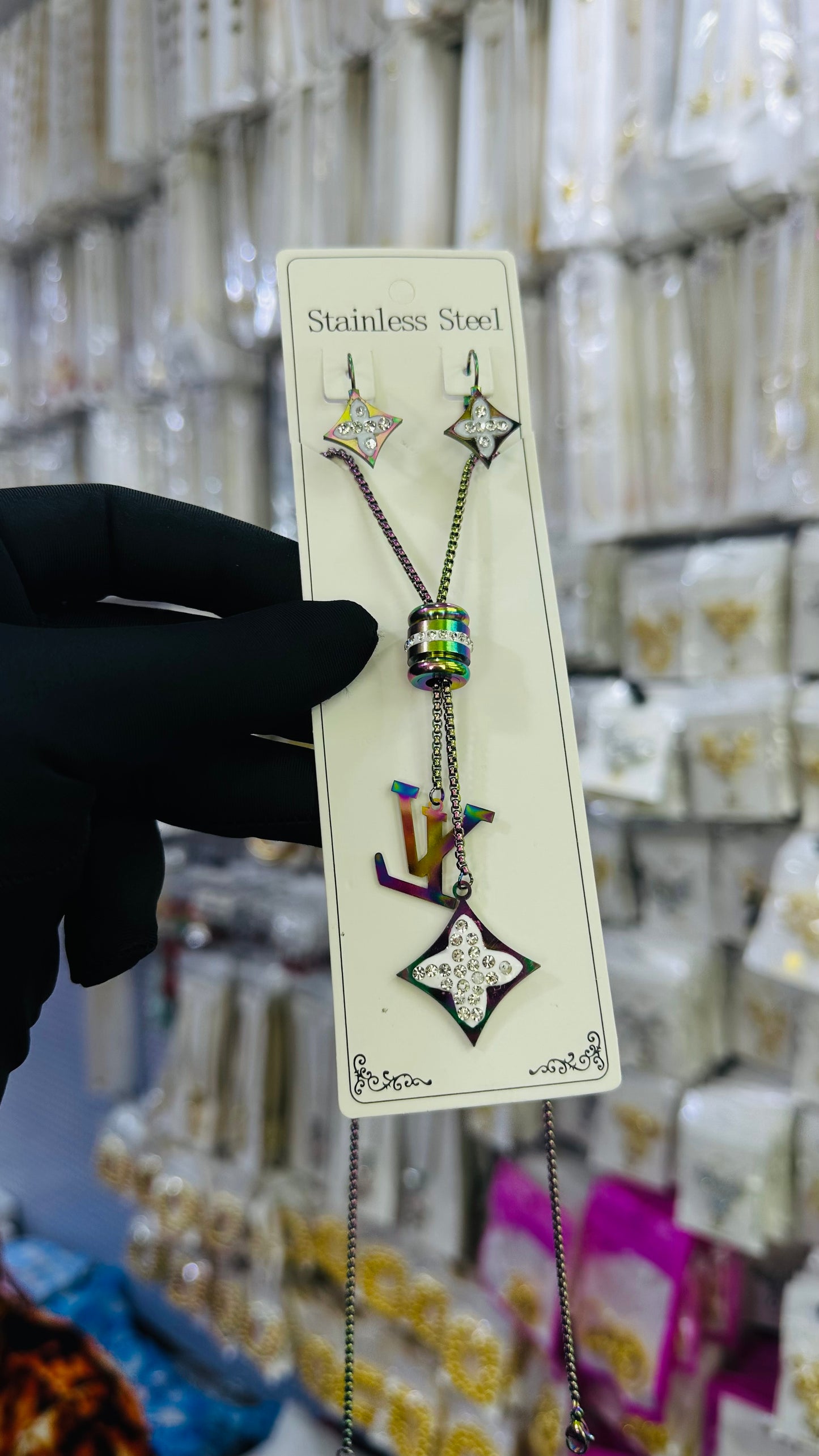 Long steel Necklace (rainbow color)