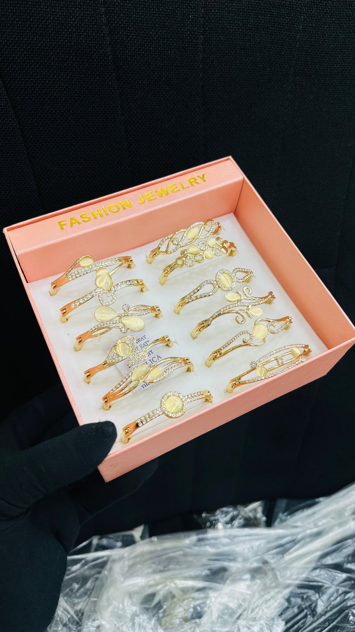 Copper Stoned bangles (each box consist 12 of pcs mixed designs)