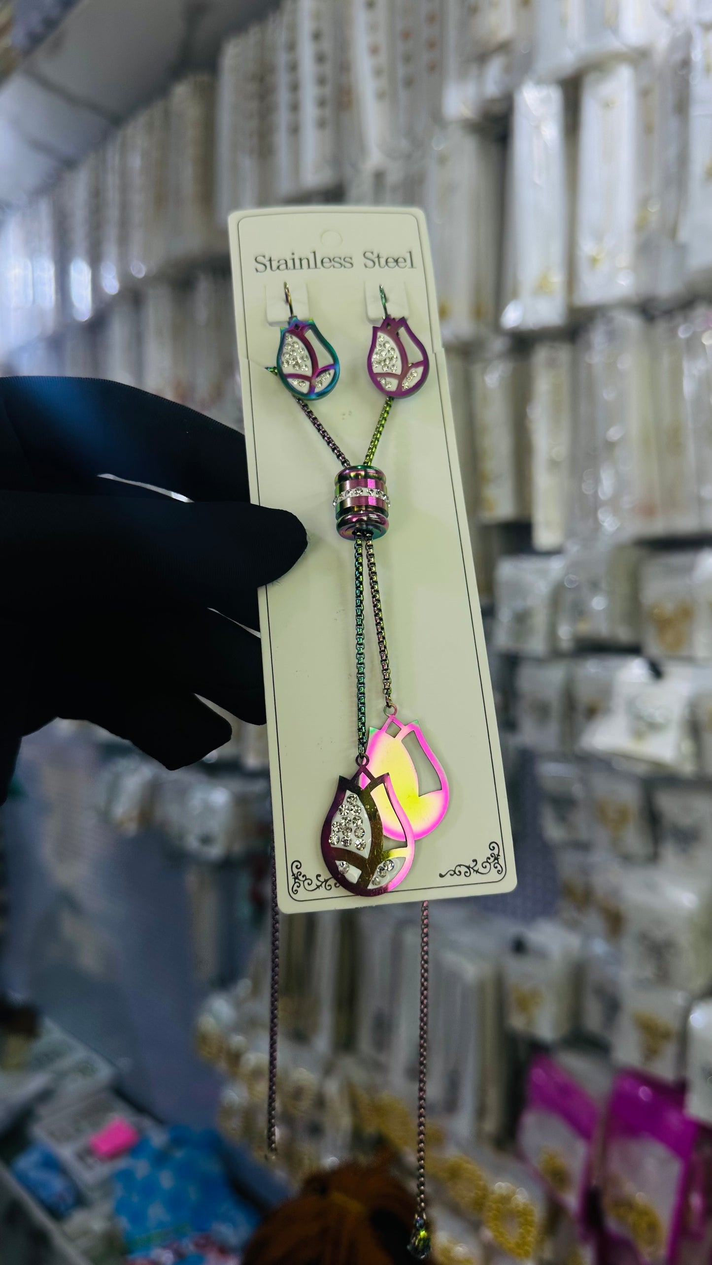 Long steel Necklace (rainbow color)