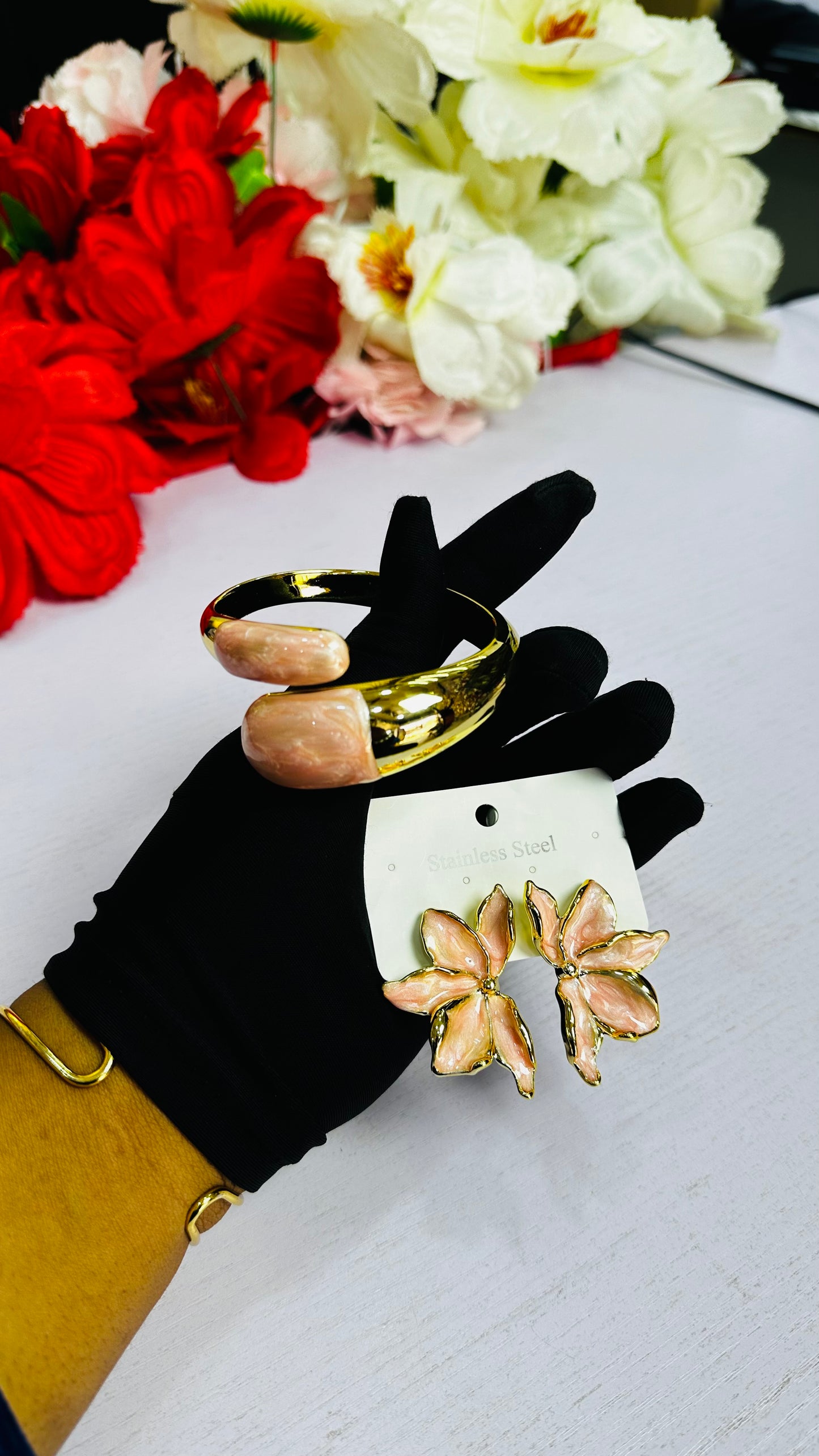 Chunky Bangle & Earrings