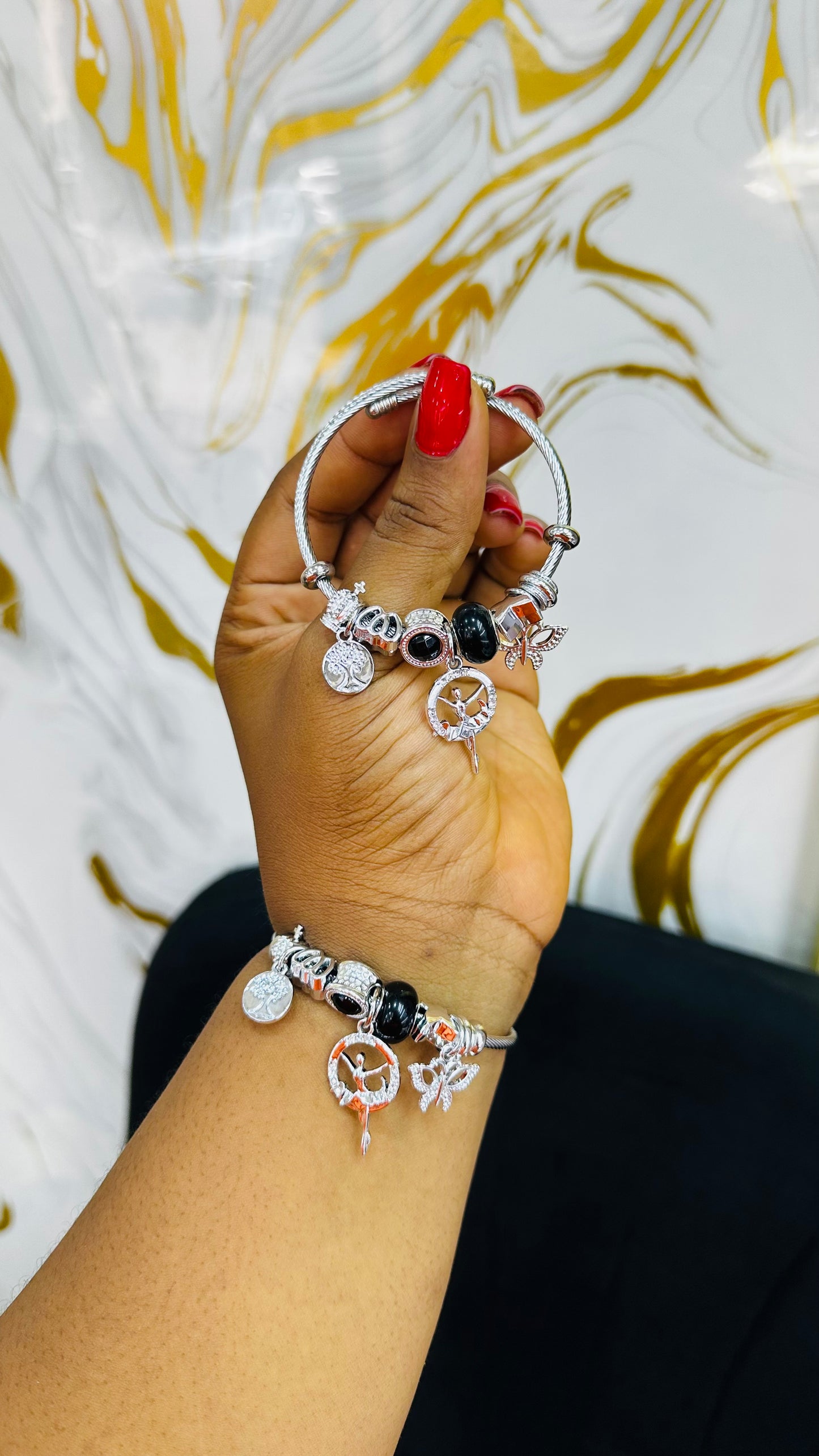 Colorful charm bangles