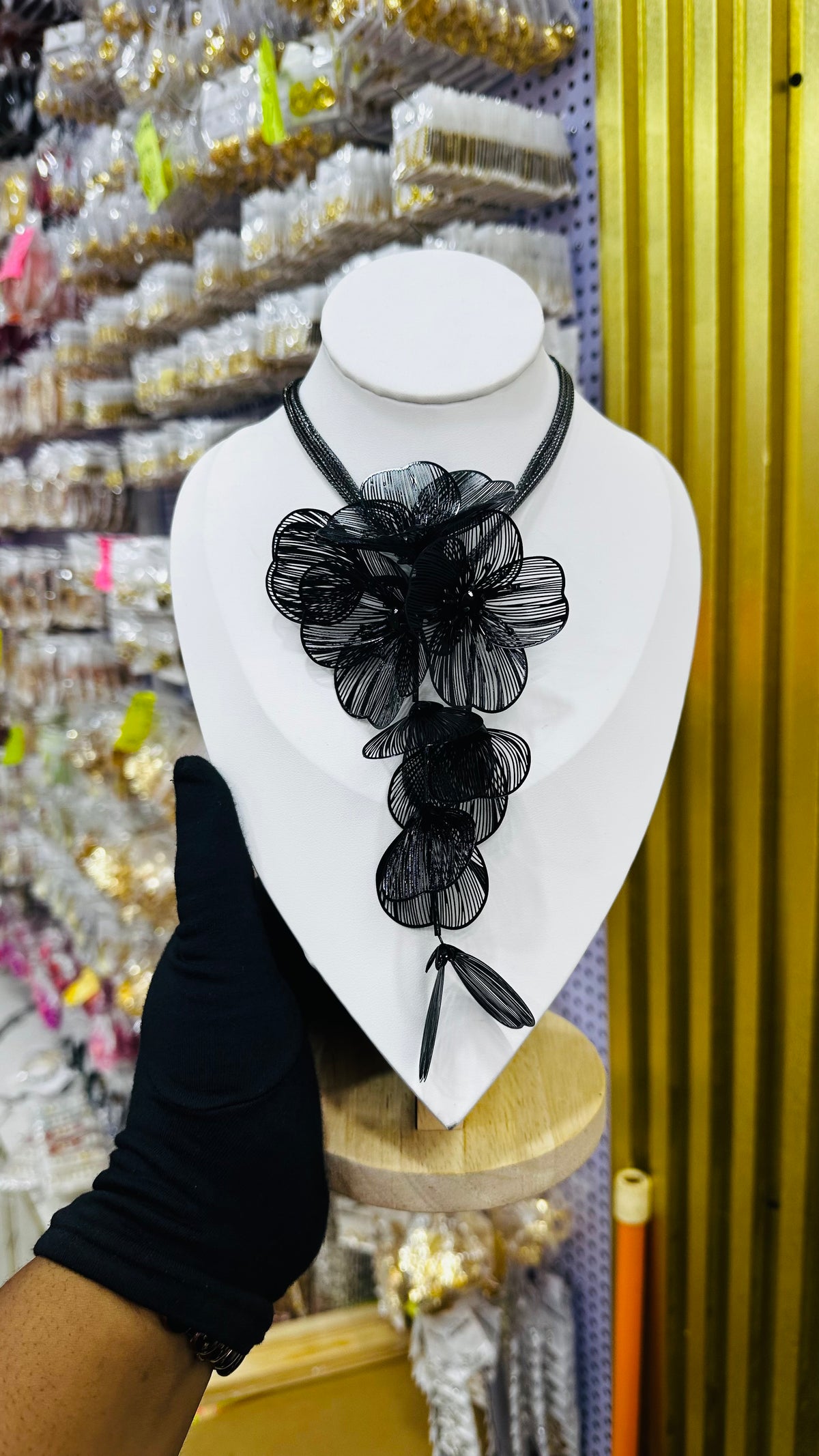 Floral Mesh Statement Necklace