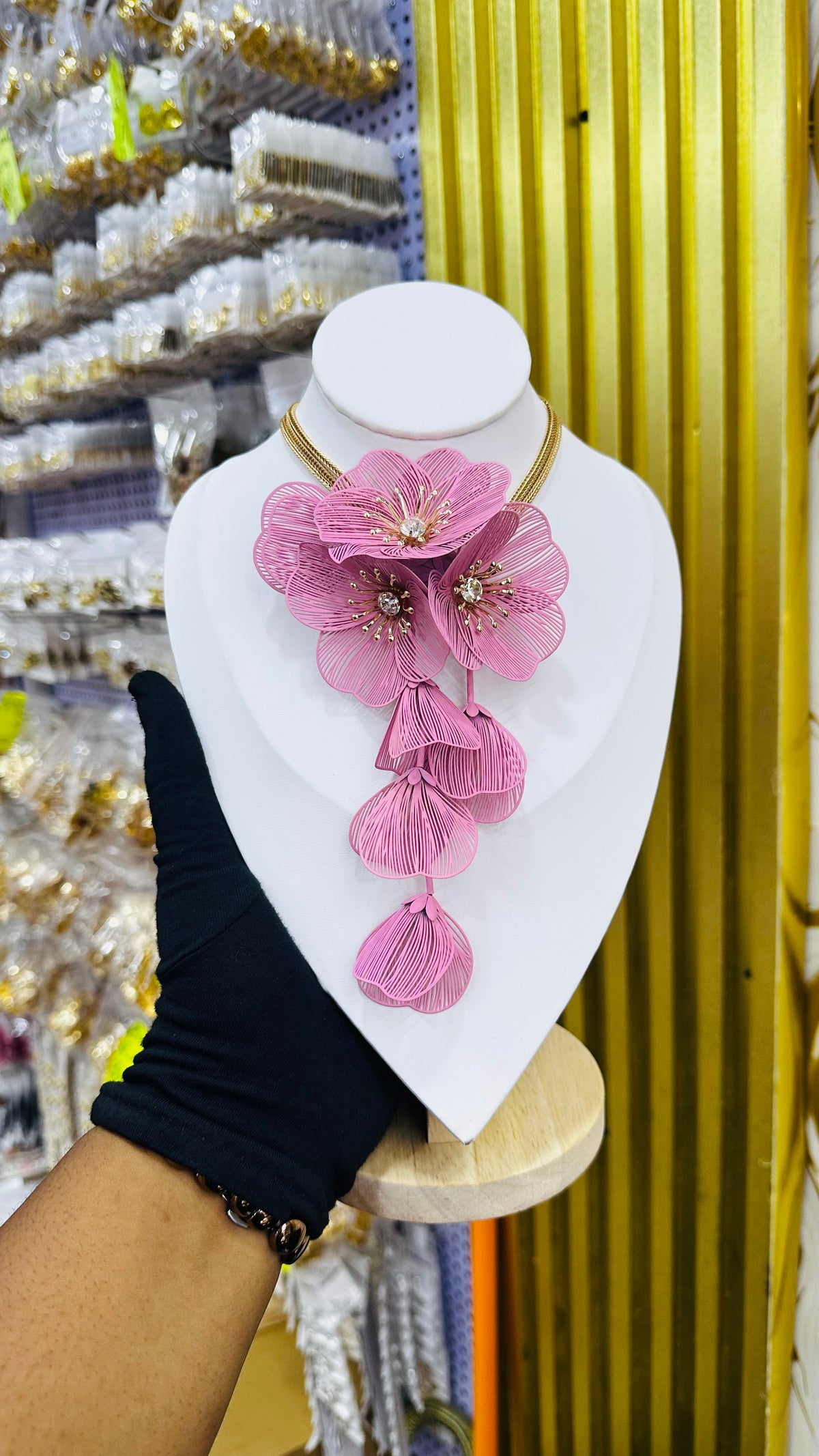 Floral Mesh Statement Necklace