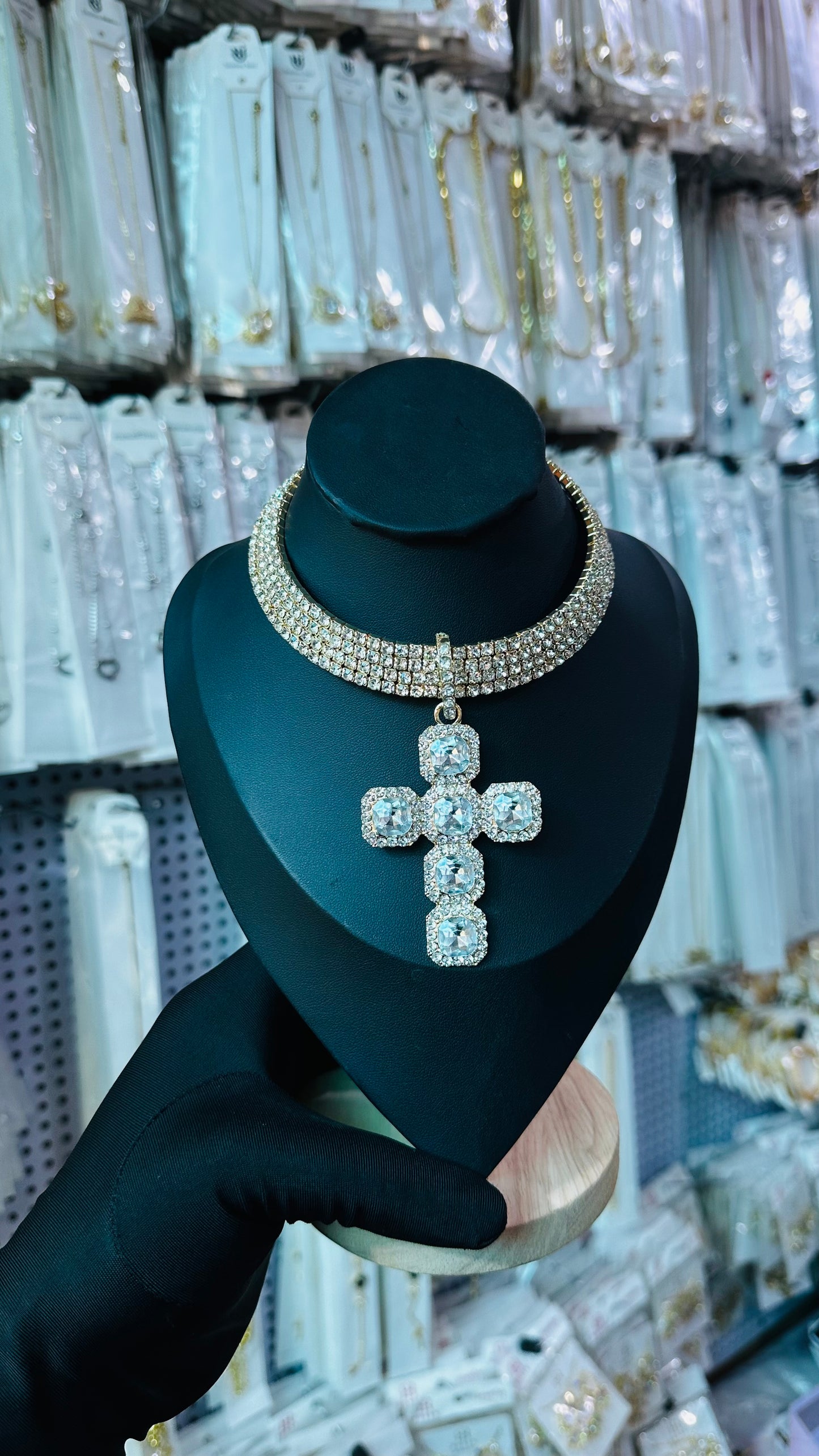 Rhinestone Cross Chocker