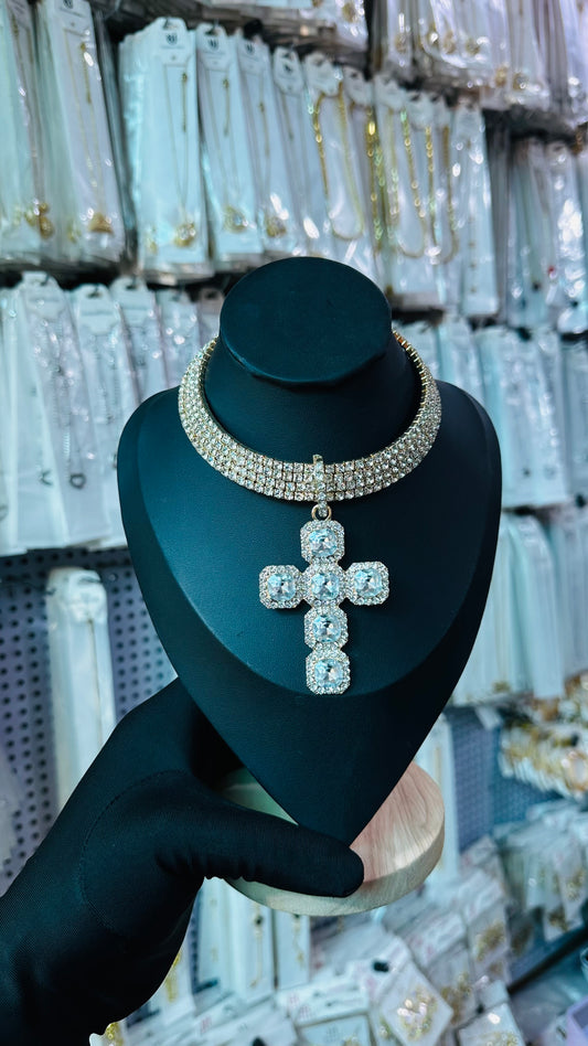 Rhinestone Cross Chocker