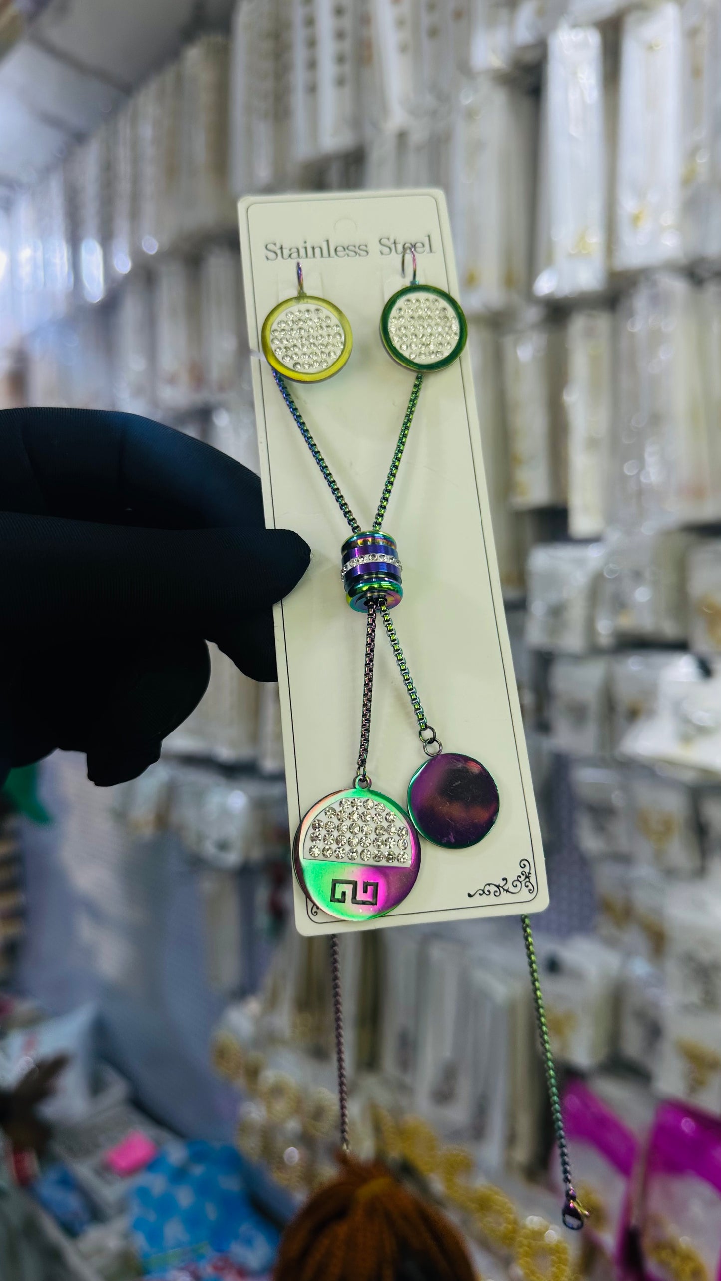 Long steel Necklace (rainbow color)