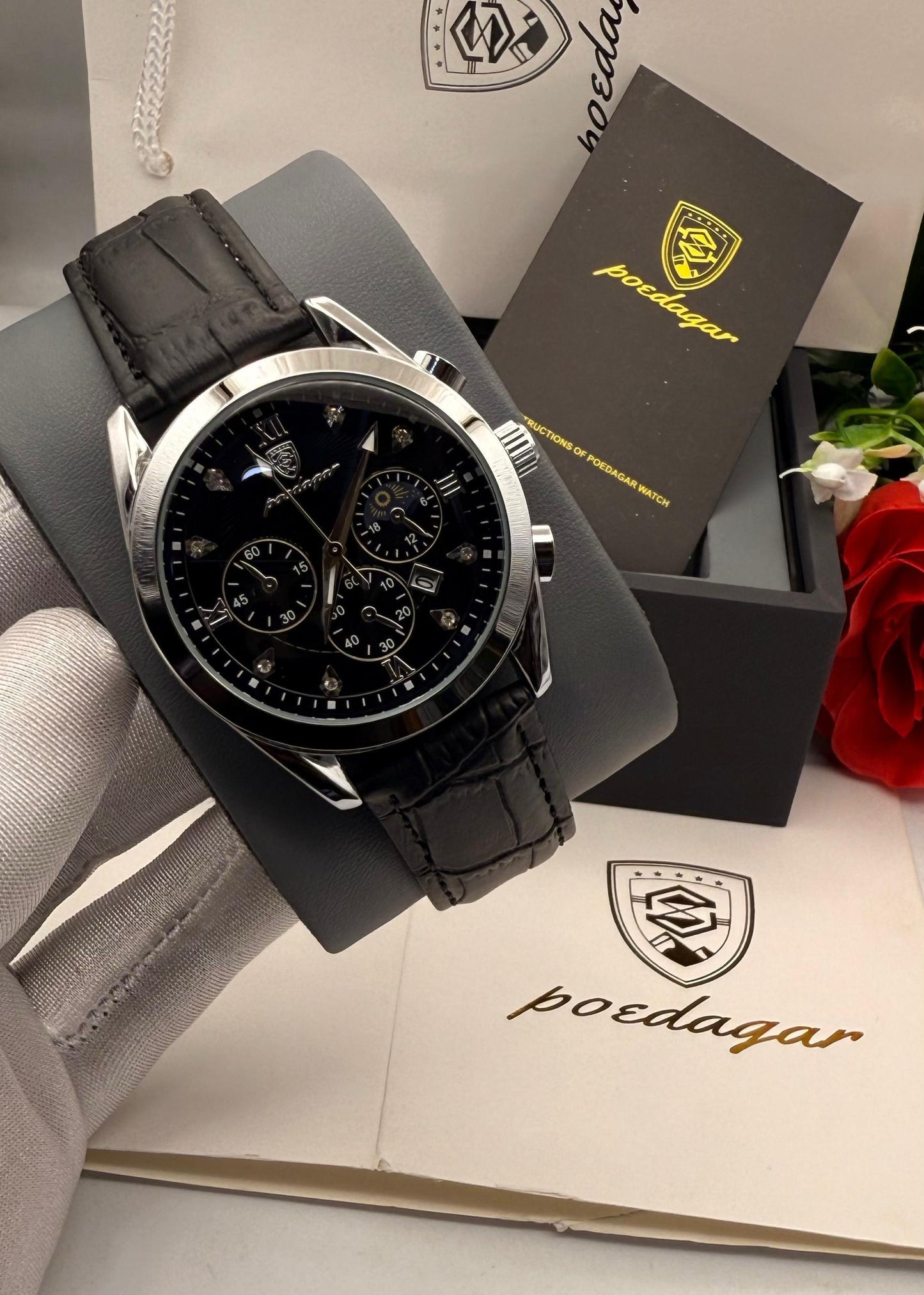 POEDAGAR LEATHER WRISTWATCH
