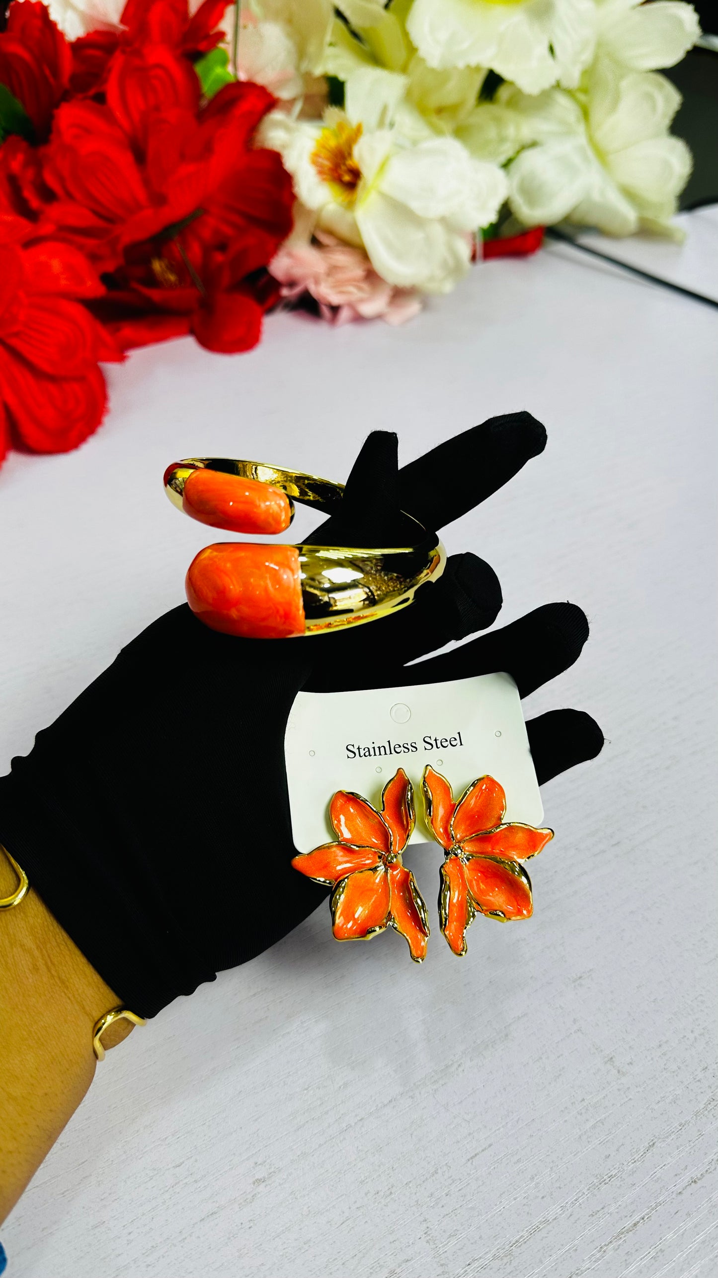 Chunky Bangle & Earrings