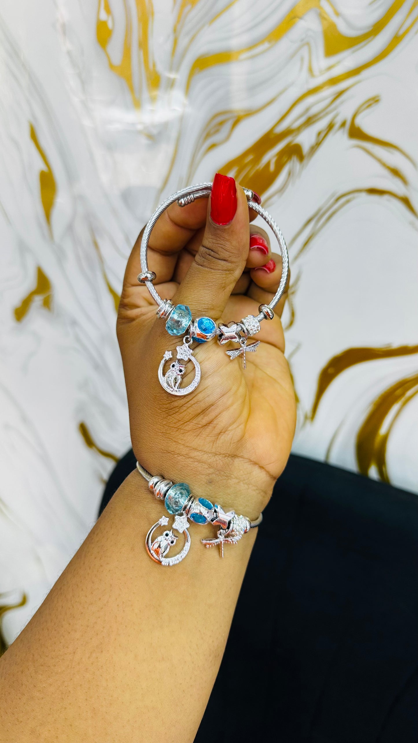 Colorful charm bangles