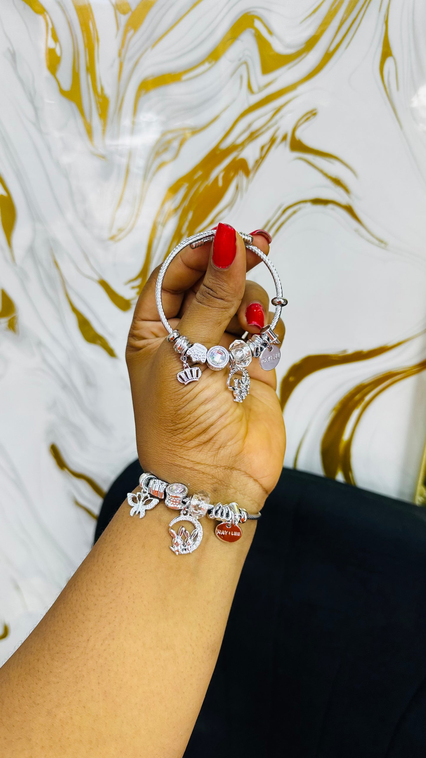 Colorful charm bangles