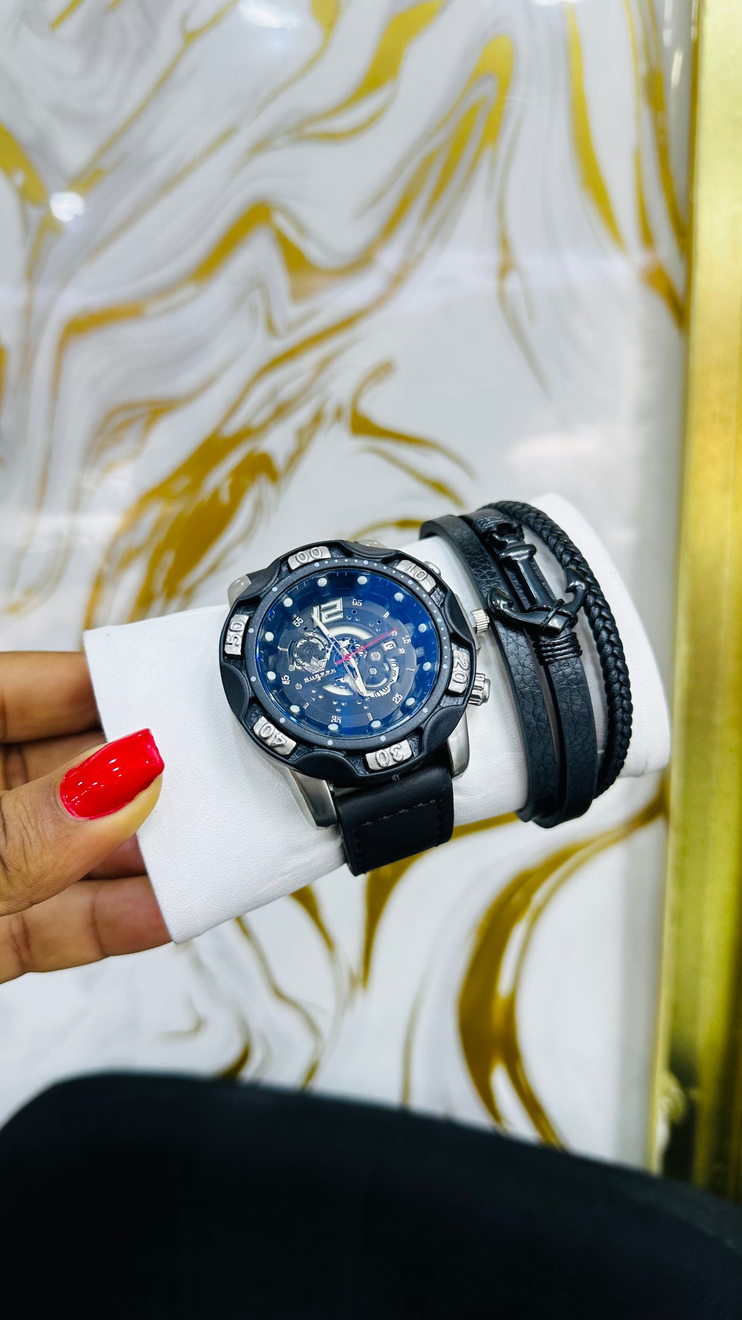 Leather Wristwatch & Bracelet set (boxed)