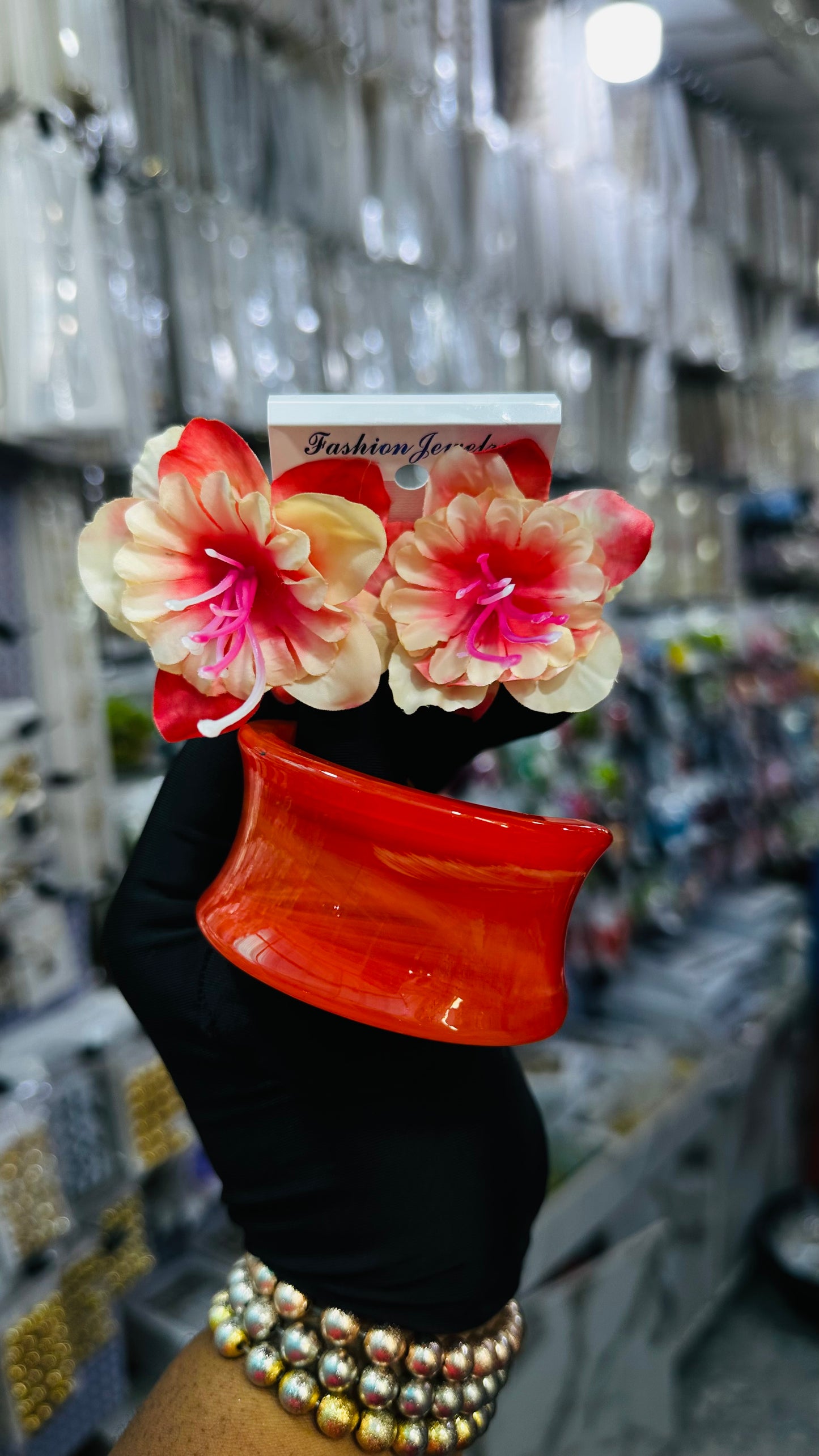 Ceramic Bangles & Floral Earrings