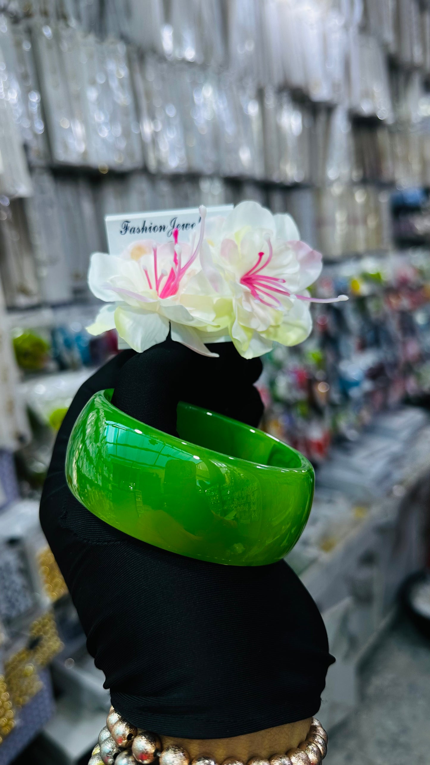Ceramic Bangles & Floral Earrings