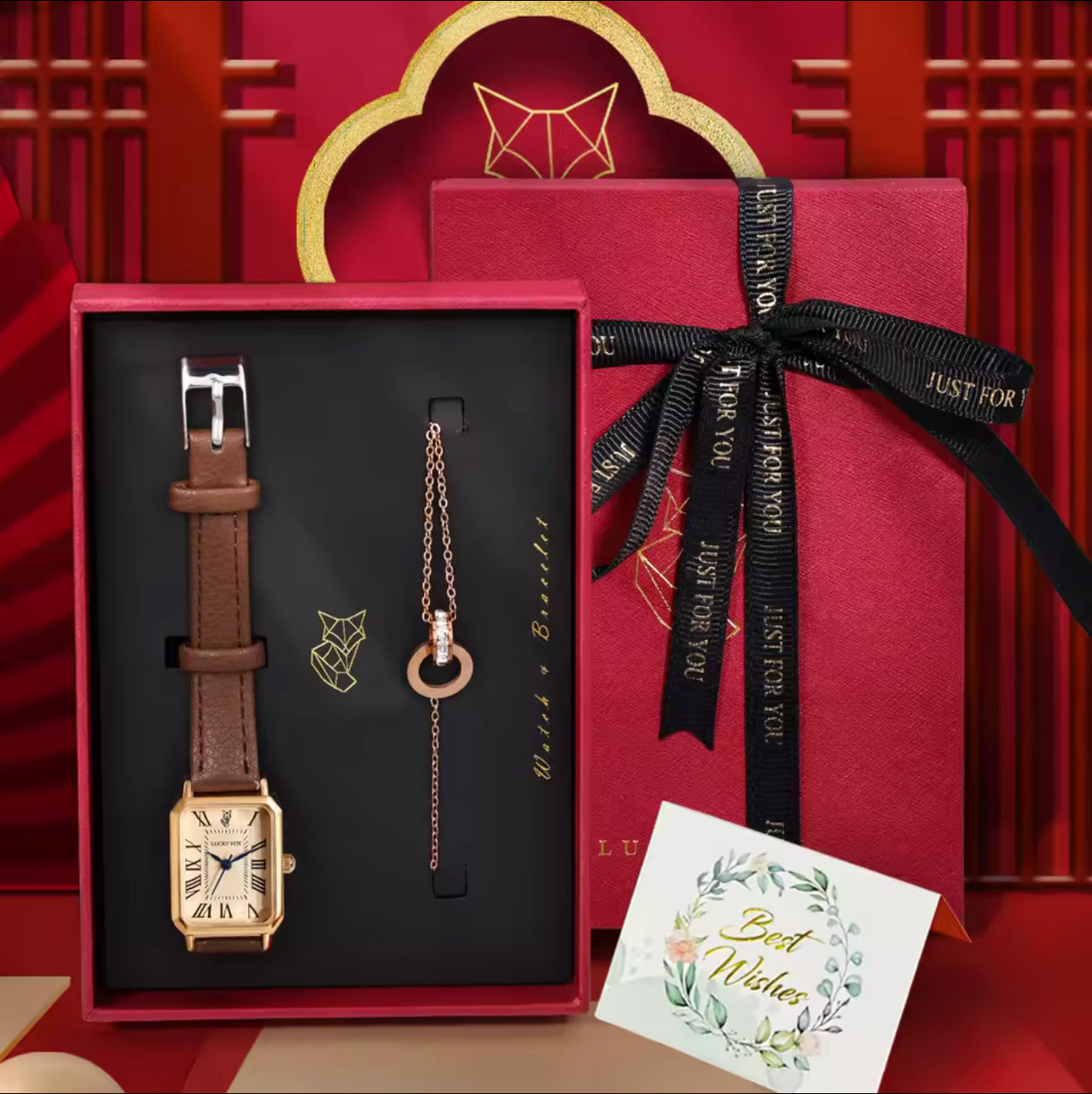 Lucky Fox Wristwatch & Bracelet Set
