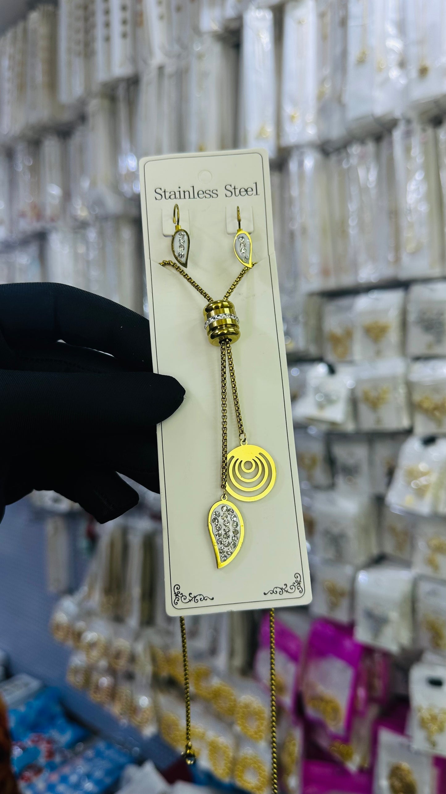 Long steel Necklace (gold color )