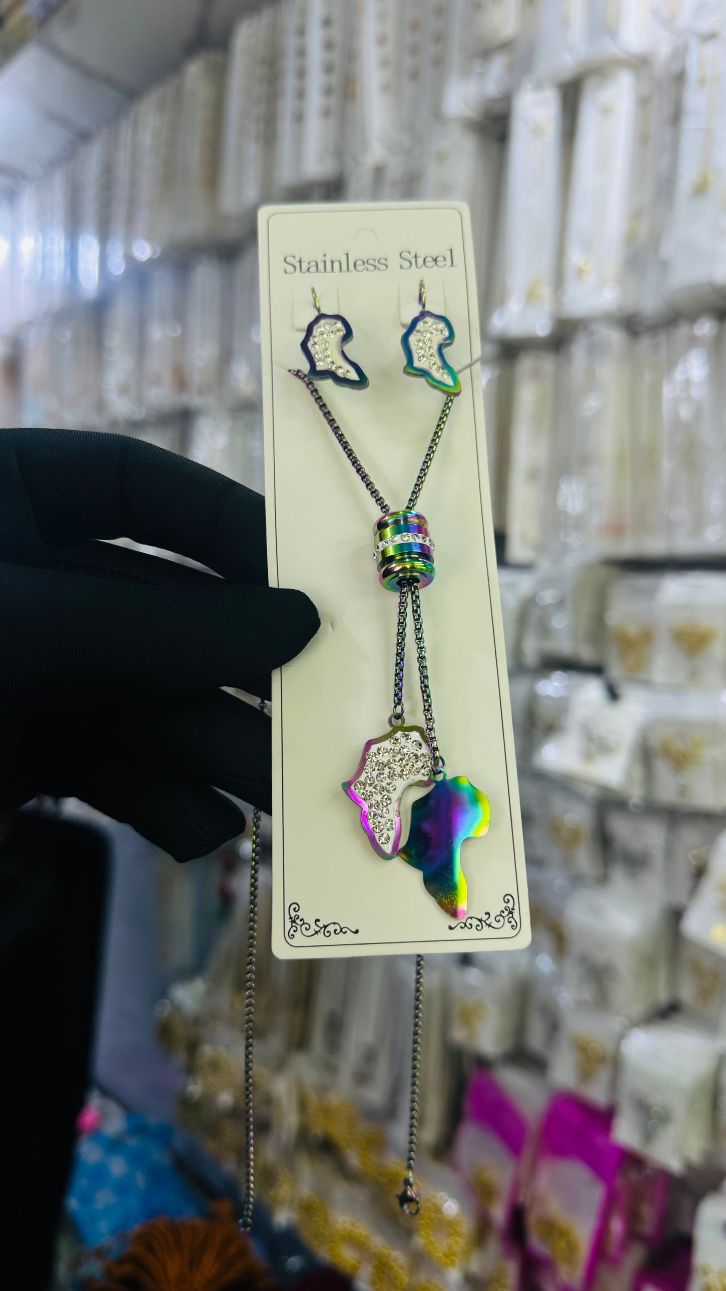 Long steel Necklace (rainbow color)