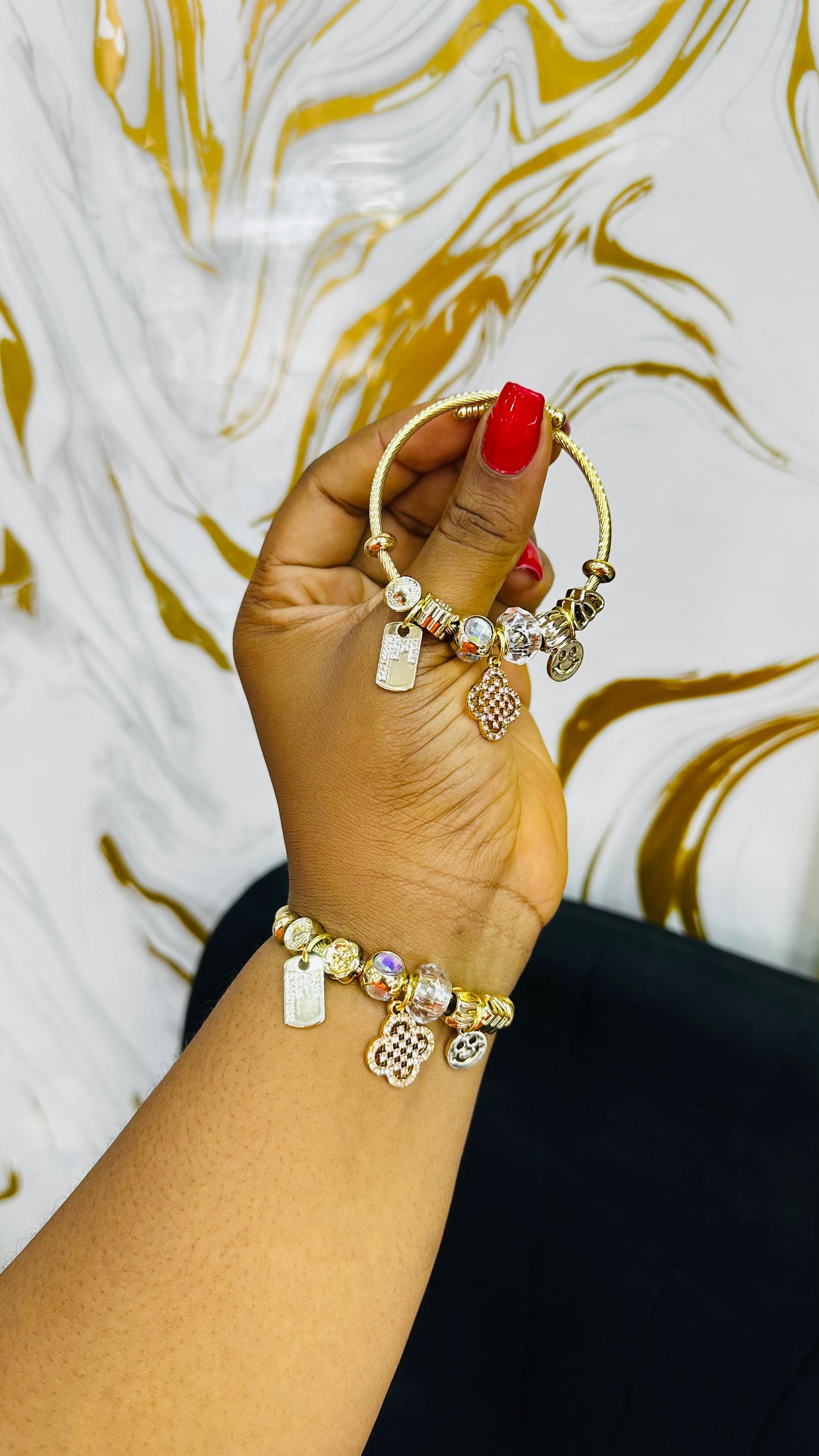 Colorful charm bangles