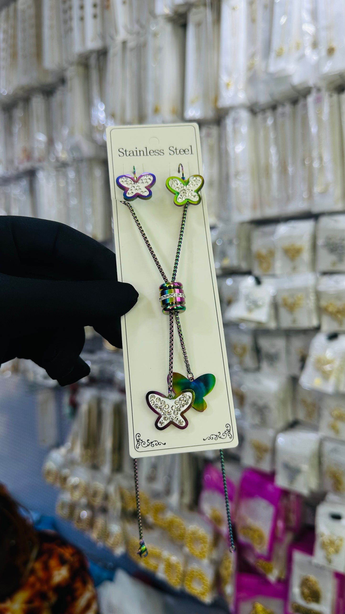 Long steel Necklace (rainbow color)