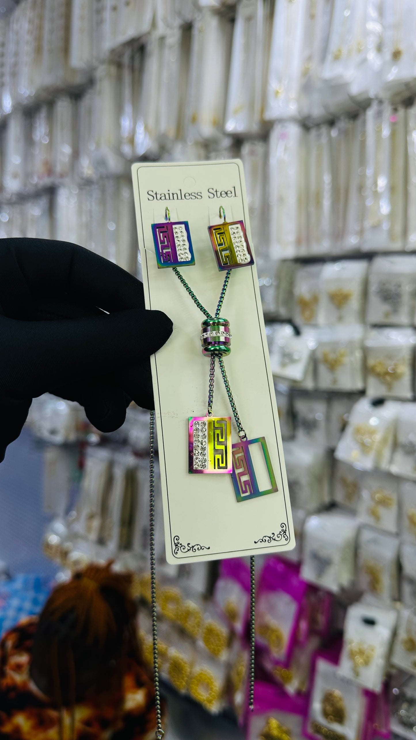 Long steel Necklace (rainbow color)