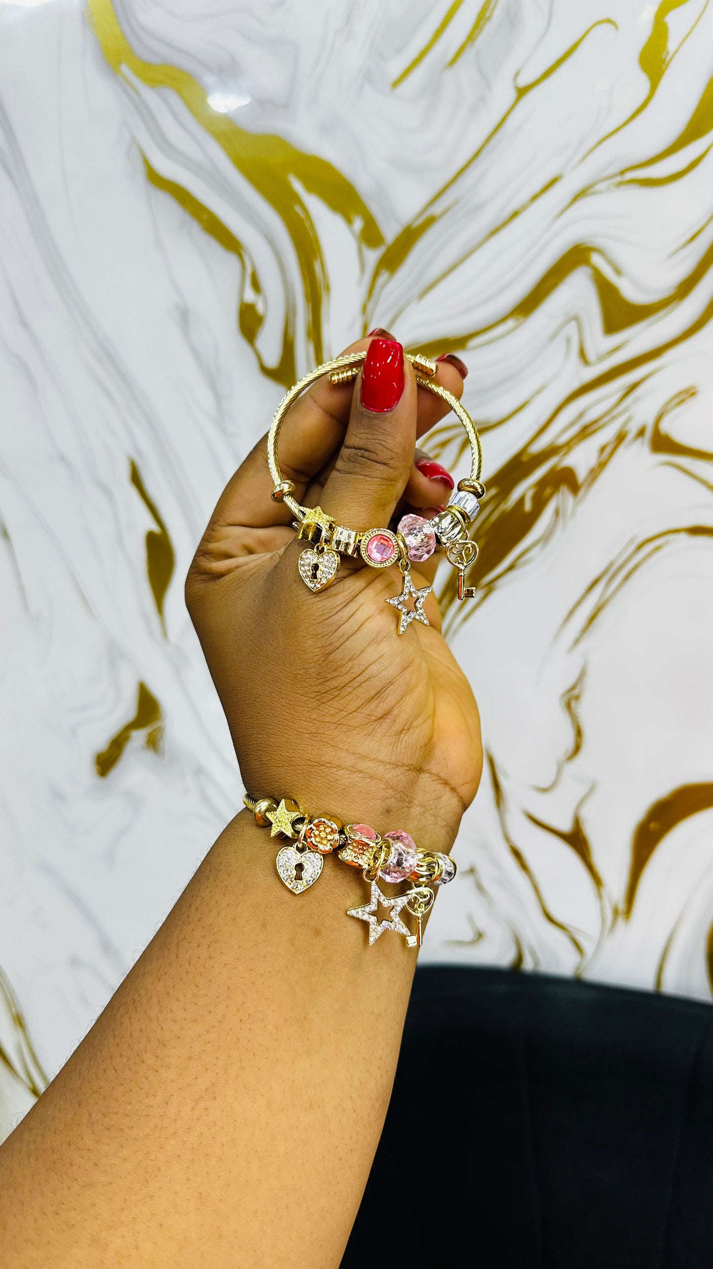 Colorful charm bangles