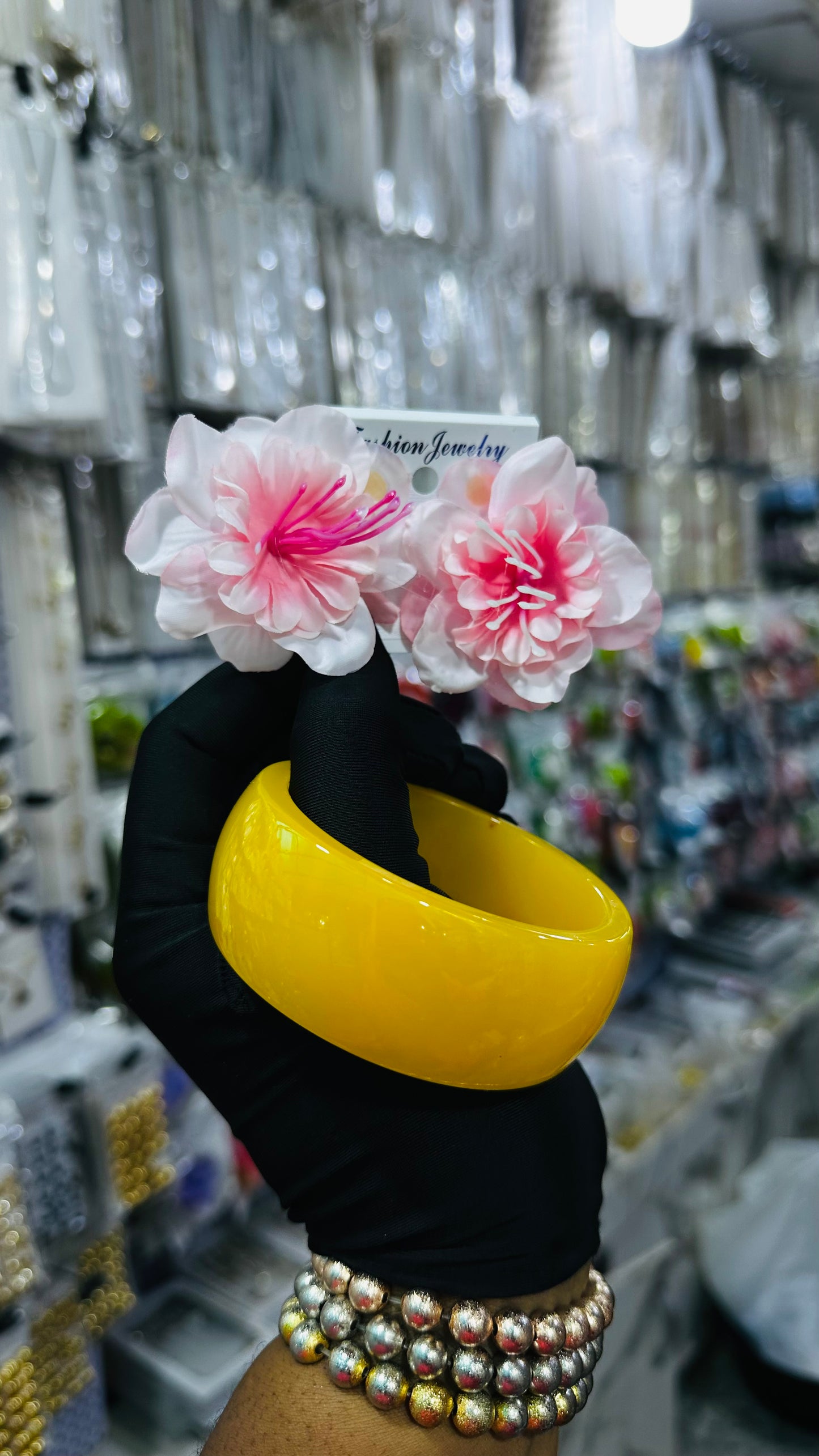 Ceramic Bangles & Floral Earrings