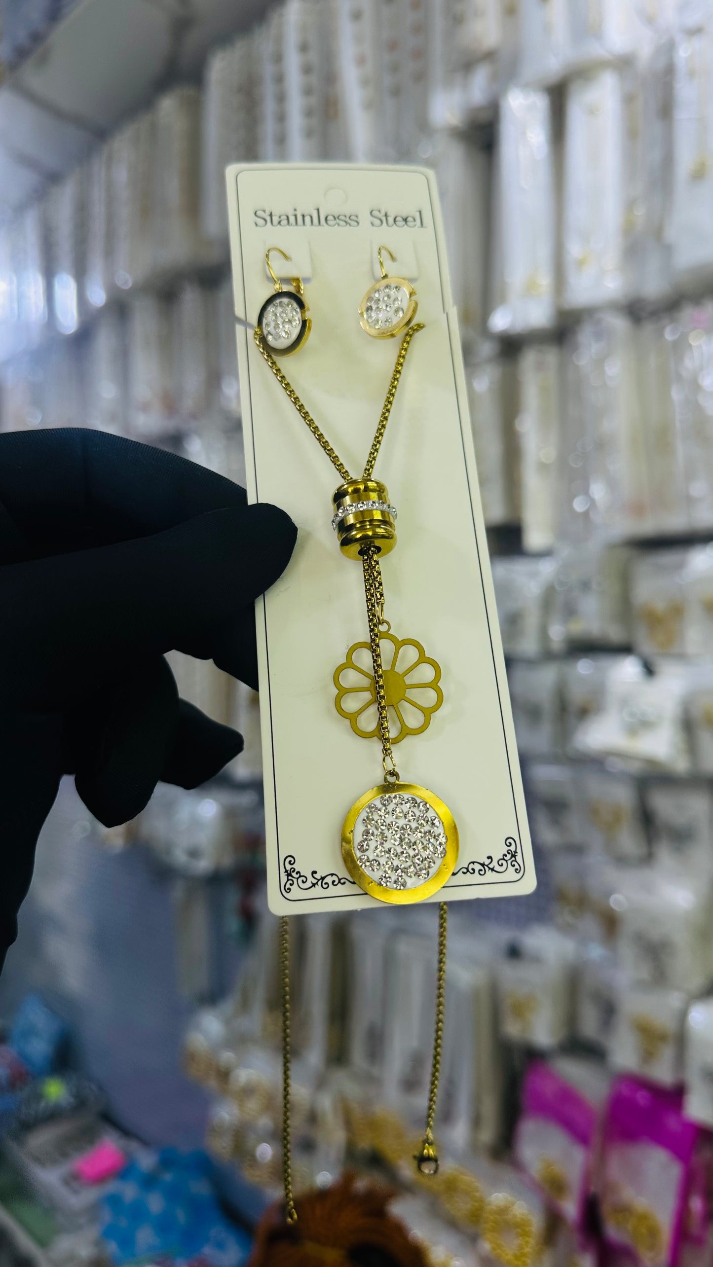 Long steel Necklace (gold color )